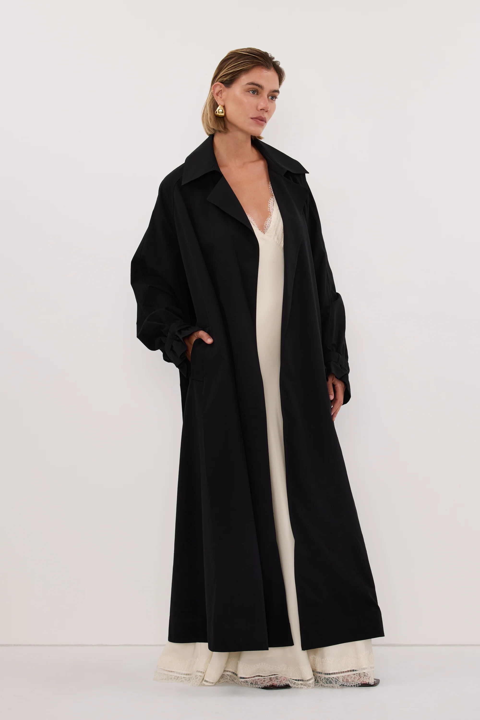 NINA BLACK LIGHTWEIGHT TRENCH COAT - Image 4