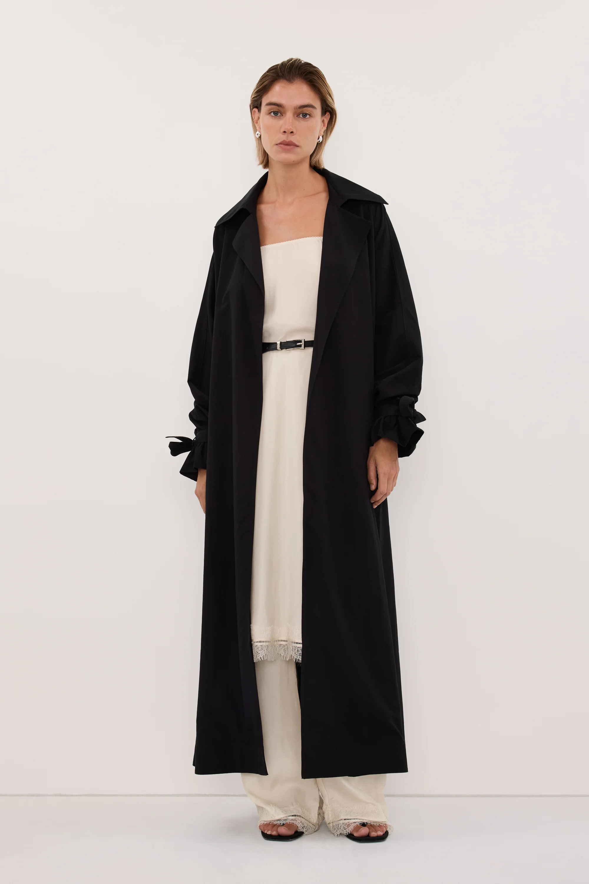 NINA BLACK LIGHTWEIGHT TRENCH COAT - Image 7