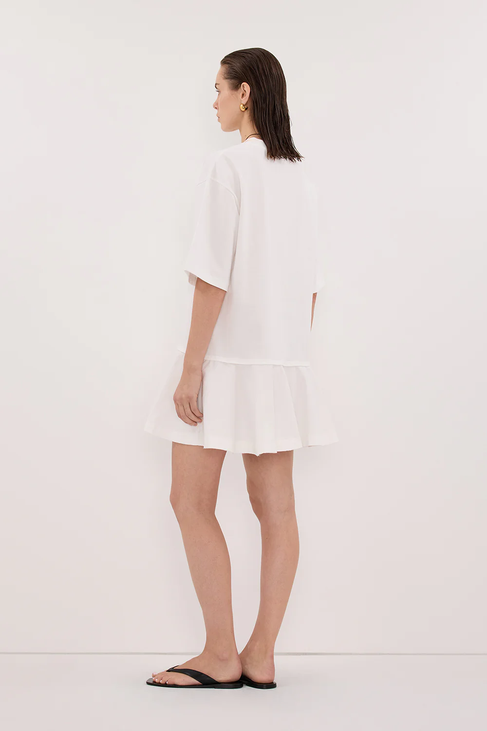 NOAH WHITE SHORT SLEEVE RUFFLE MINI DRESS - Image 4
