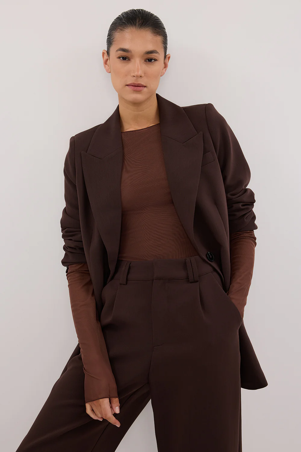 NYRA CHOC LONG SLEEVE MESH TOP - Image 3