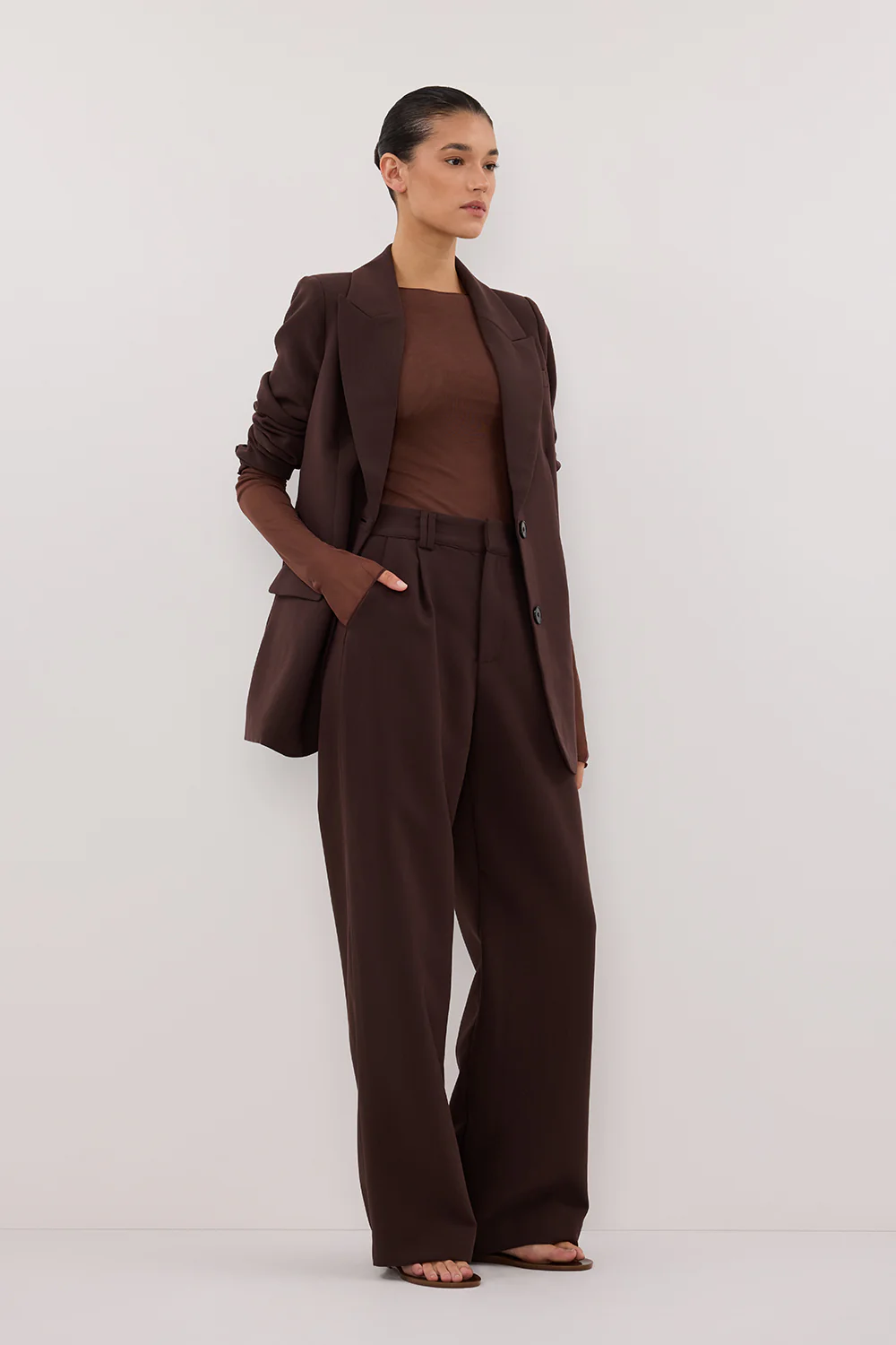 NYRA CHOC LONG SLEEVE MESH TOP - Image 4