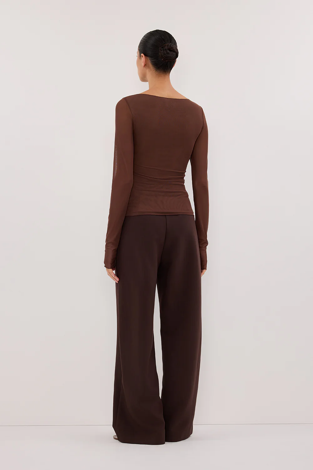 NYRA CHOC LONG SLEEVE MESH TOP - Image 6