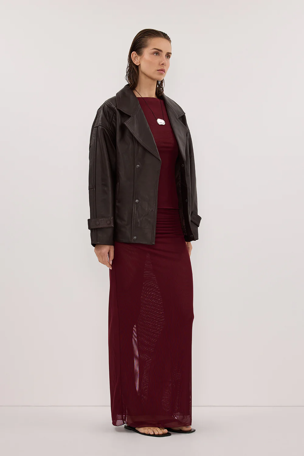 NYRA WINE COLUMN MIDI SKIRT - Image 3