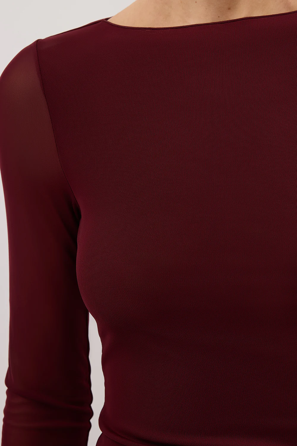 NYRA WINE LONG SLEEVE MESH TOP - Image 5