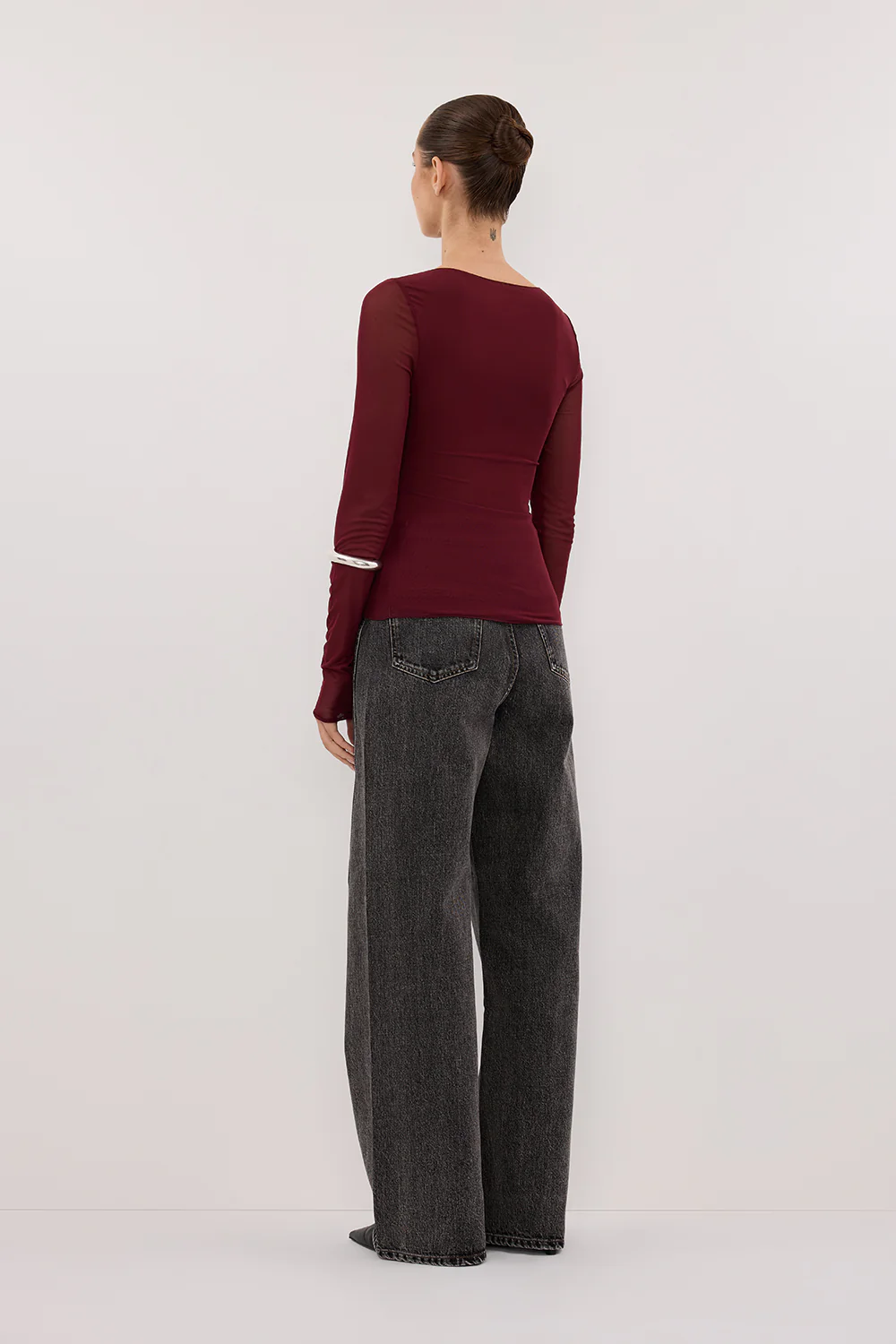 NYRA WINE LONG SLEEVE MESH TOP - Image 7