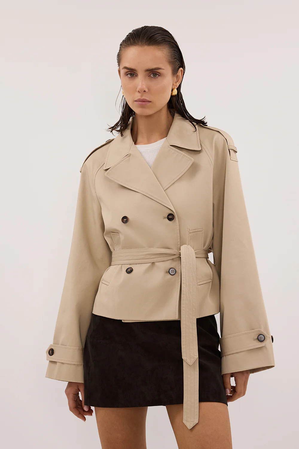 OAKLAND CHOC FAUX SUEDE MINI SKIRT - Image 2