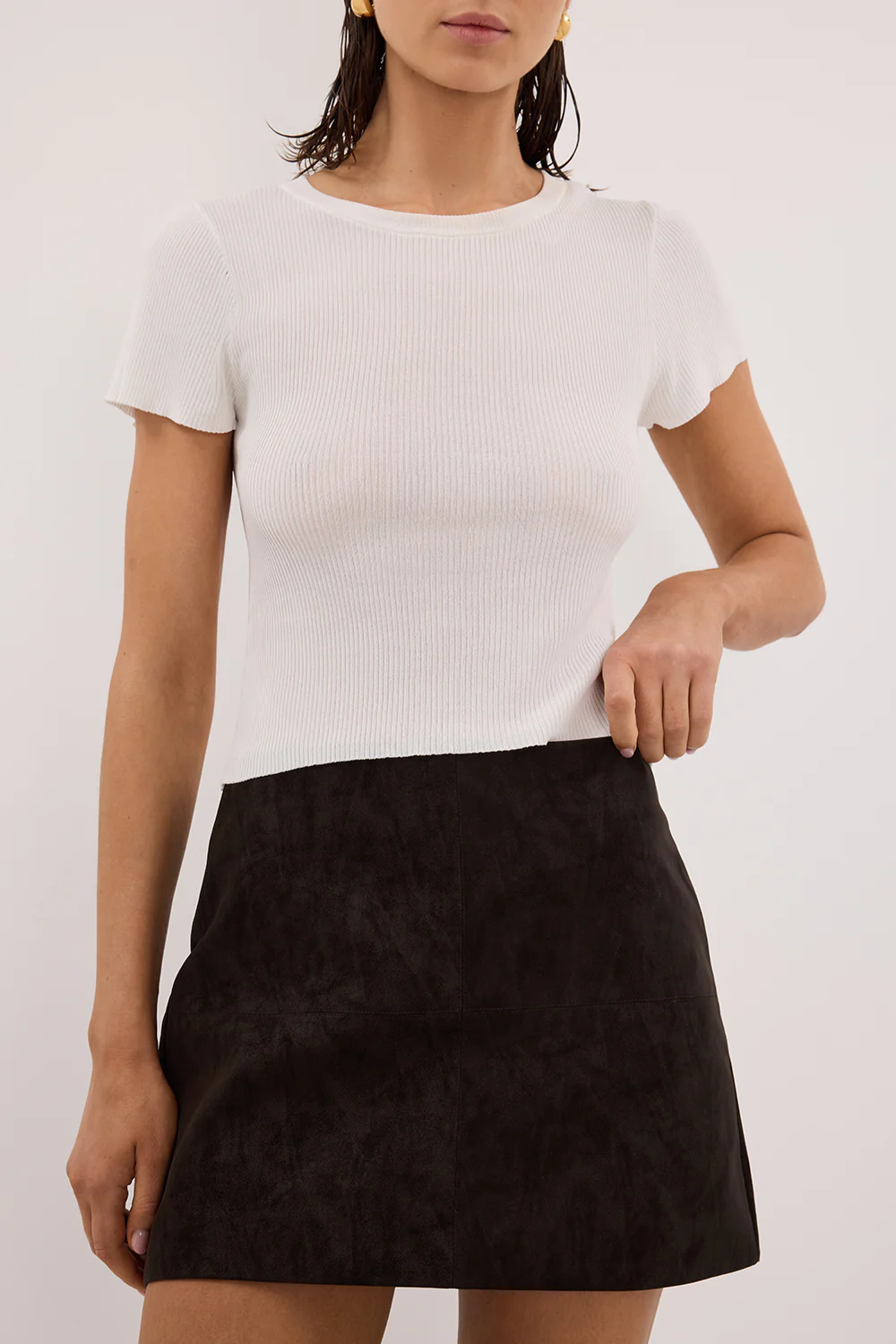 OAKLAND CHOC FAUX SUEDE MINI SKIRT - Image 6