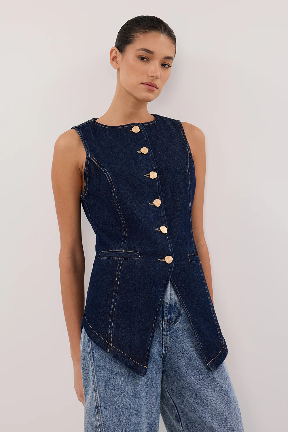 OLLY INDIGO DENIM VEST - Image 6