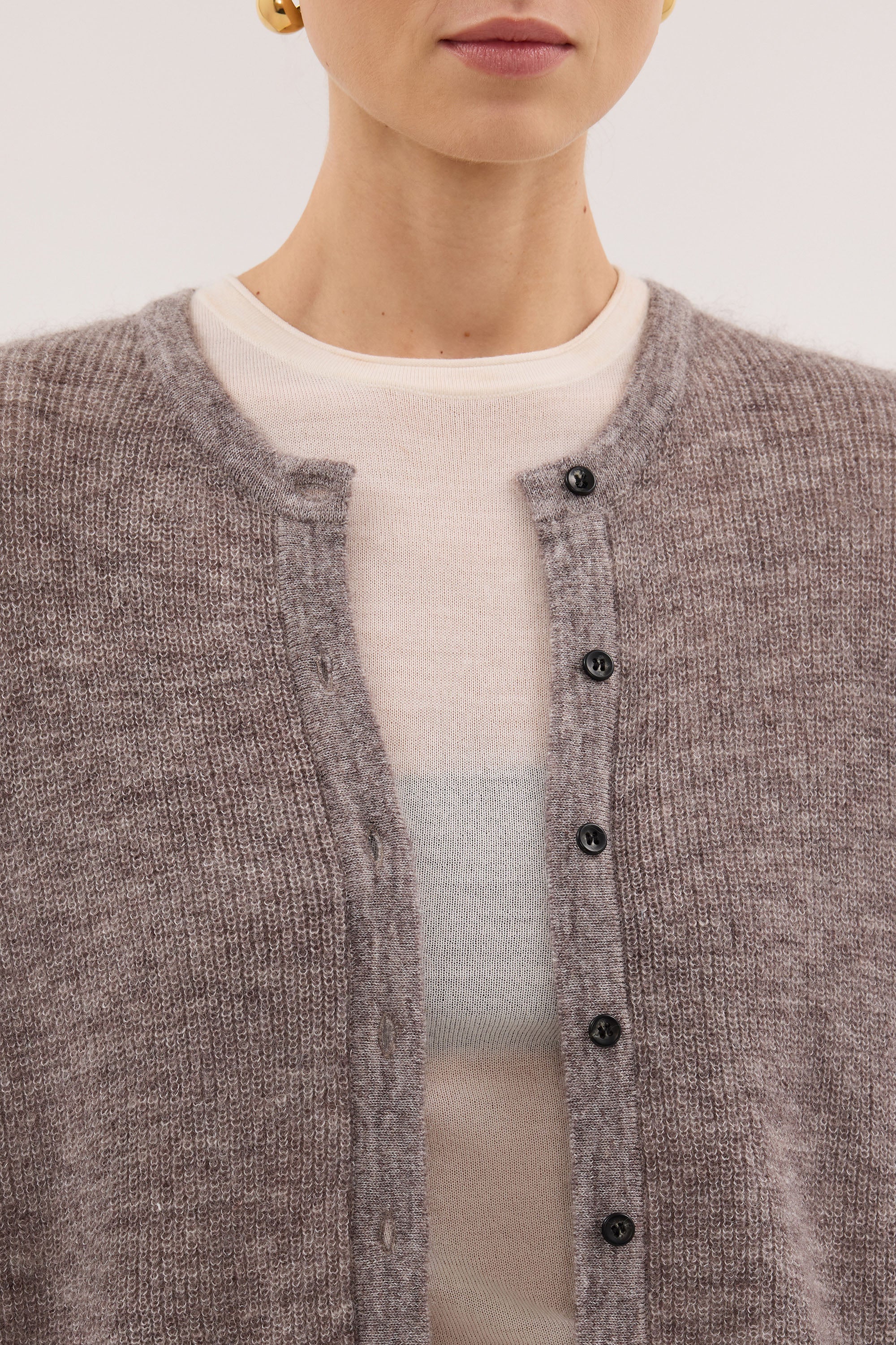 ONYX TAUPE MARLE KNIT CARDIGAN - Image 5