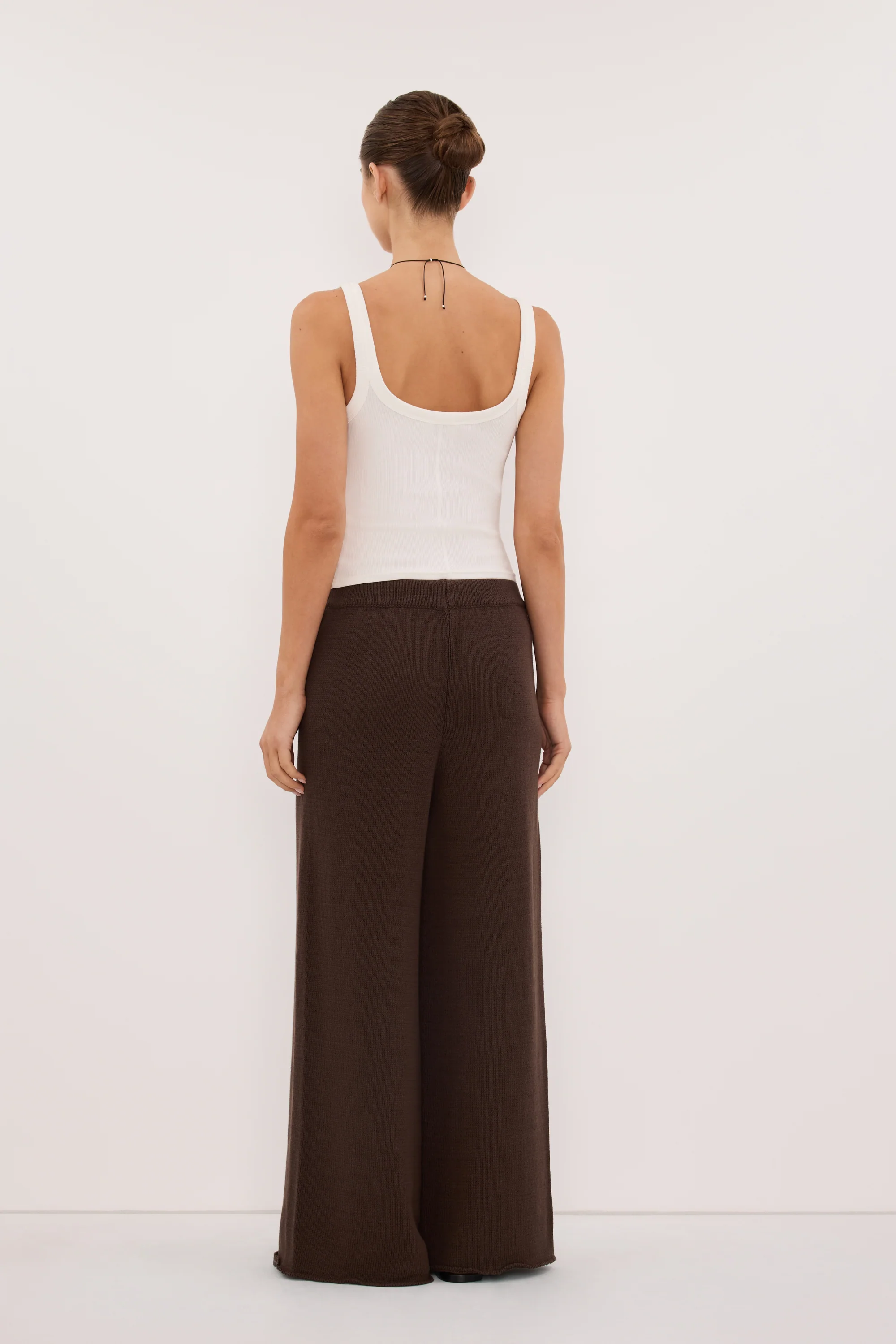 ORIA BURNT CHOC COTTON KNIT PANT - Image 6