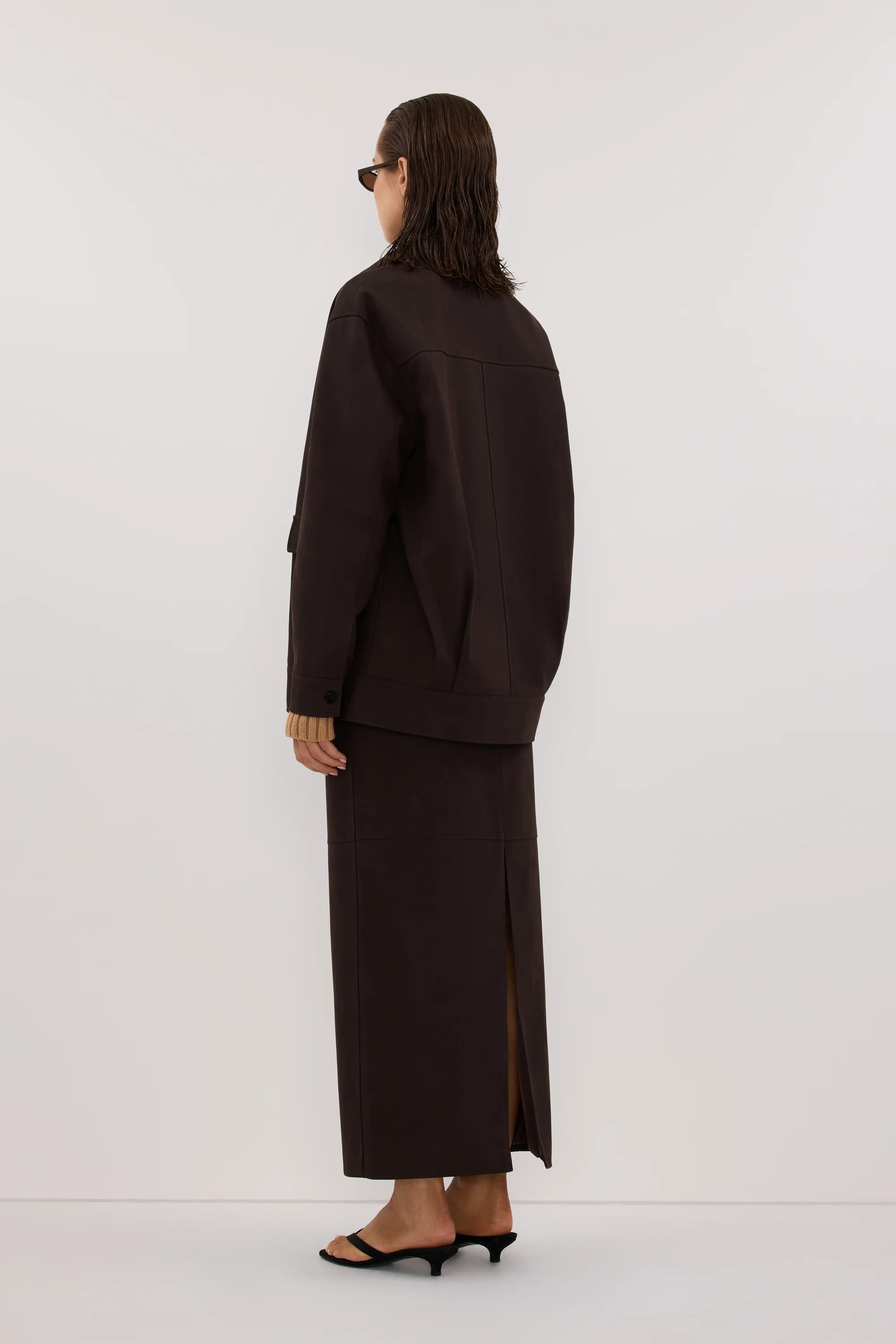 OTIS BITTER CHOC FAUX LEATHER MIDI SKIRT - Image 7