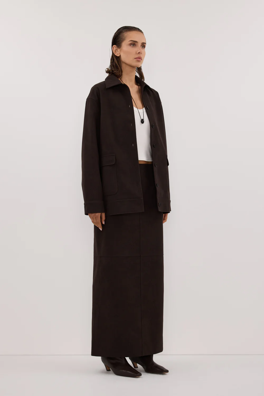 OTIS BITTER CHOC FAUX SUEDE JACKET - Image 3