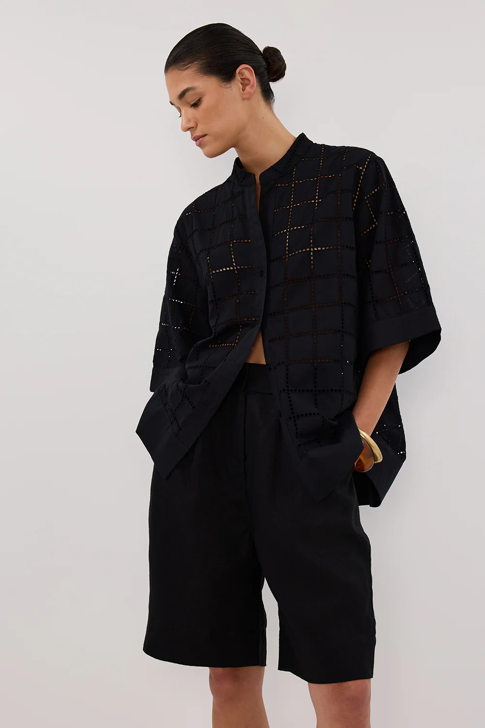 OWEN BLACK SLEEVED BRODERIE SHIRT - Image 6