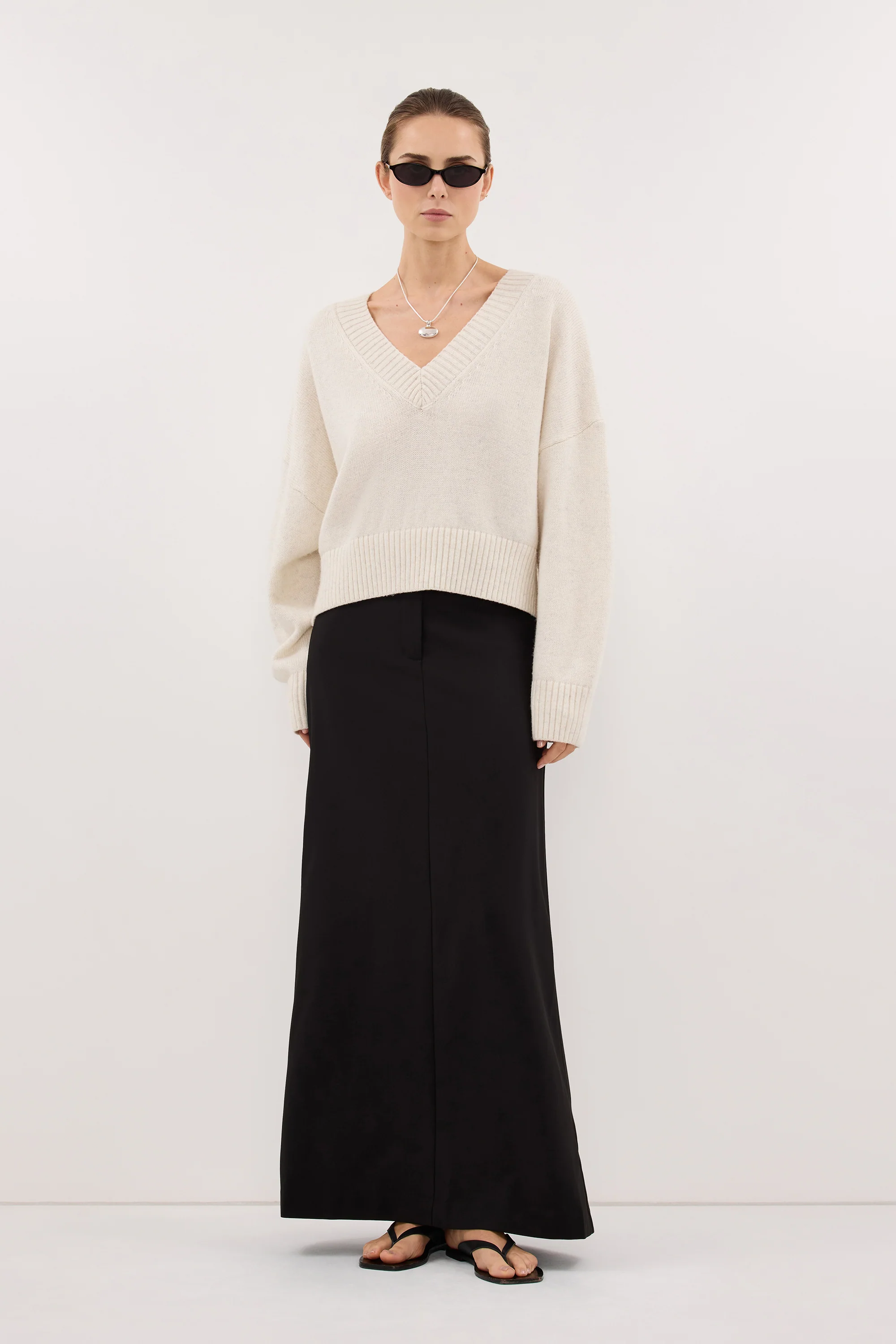 PARKER BLACK TAILORED MAXI SKIRT