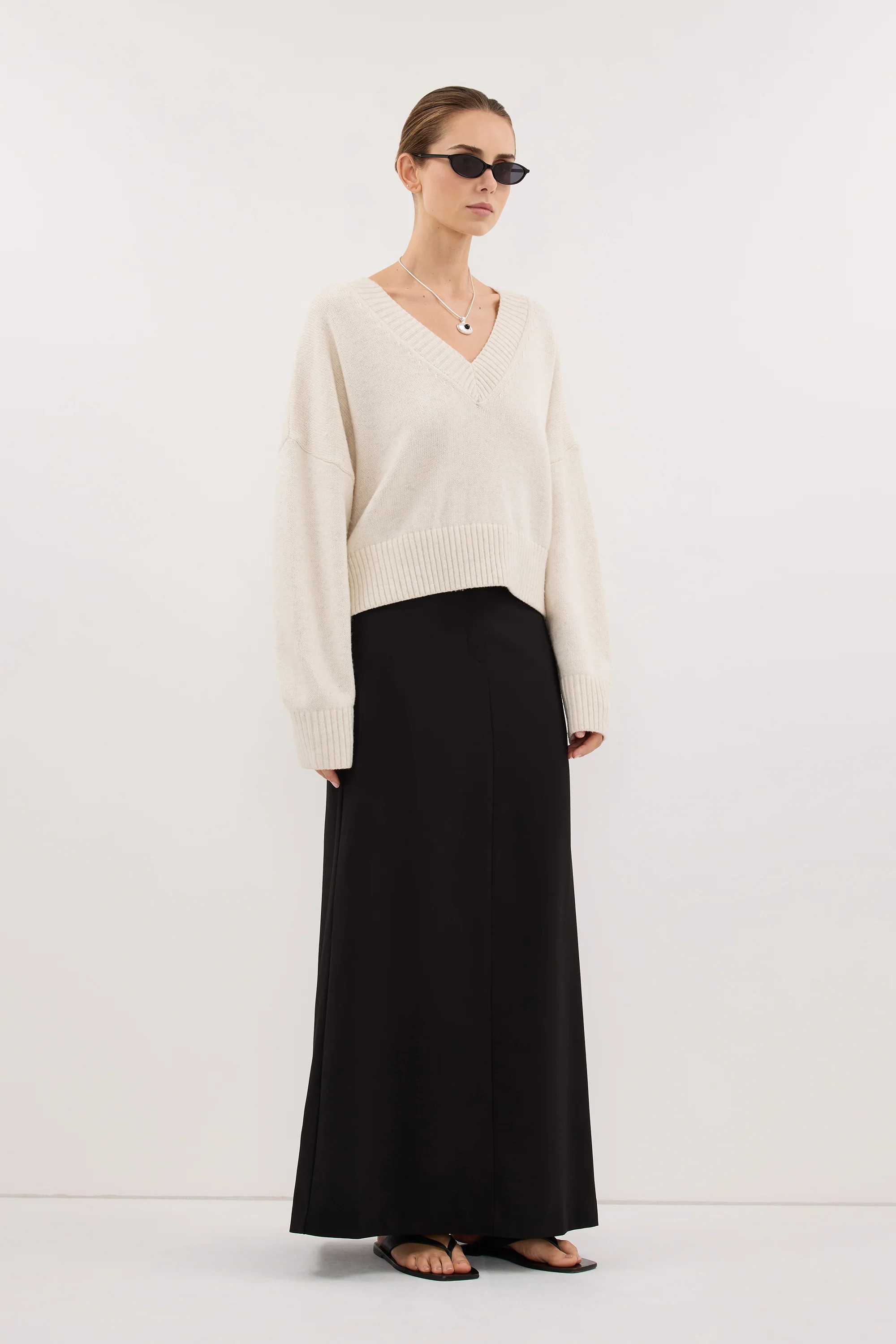 PARKER BLACK TAILORED MAXI SKIRT - Image 3