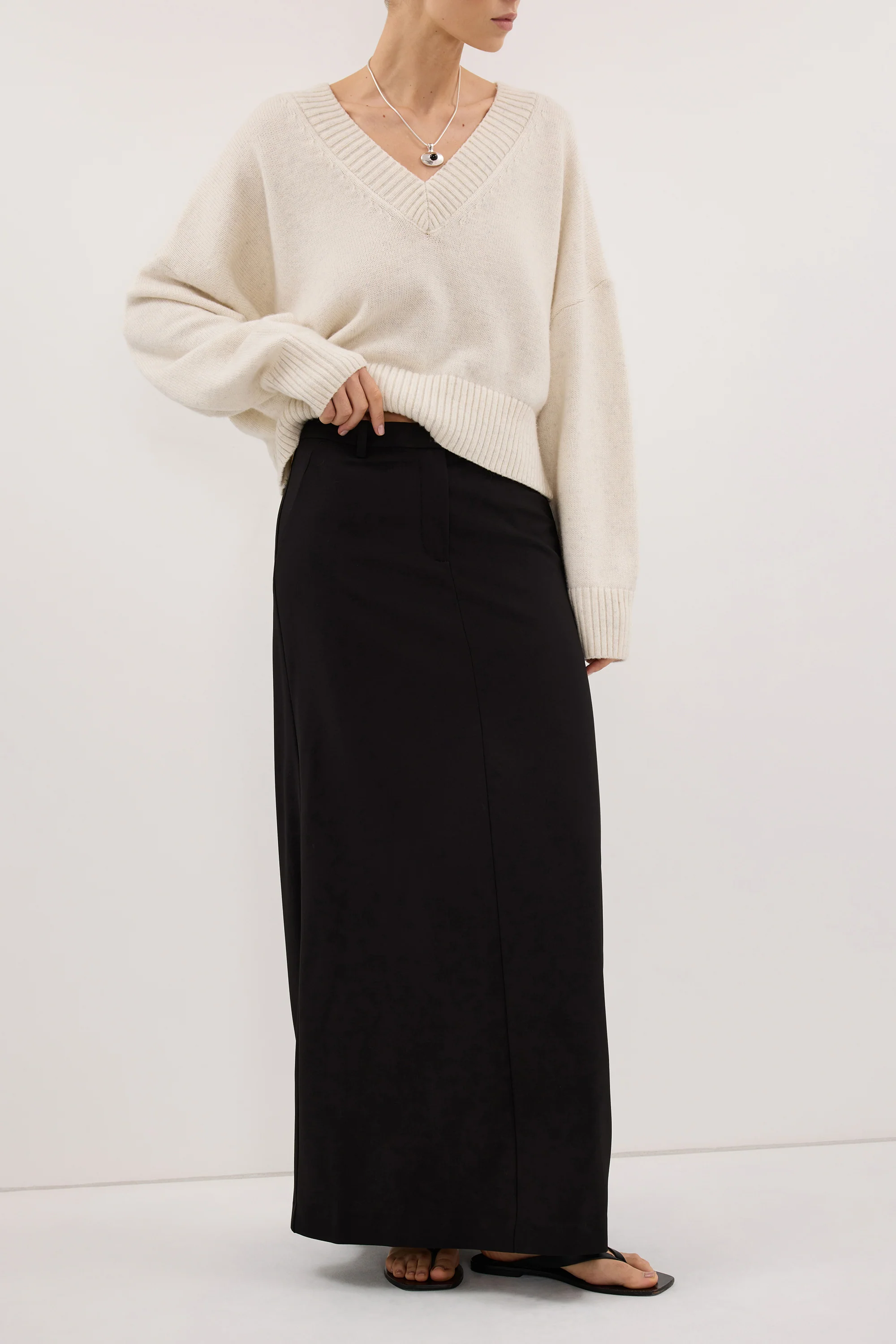 PARKER BLACK TAILORED MAXI SKIRT - Image 5