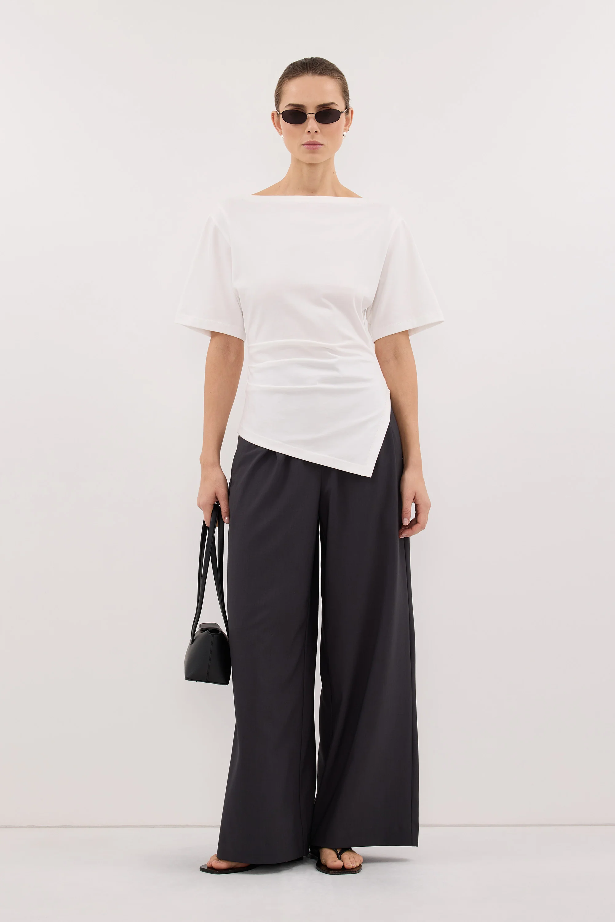PARKER DARK GREY TAILORED WIDE LEG PANT