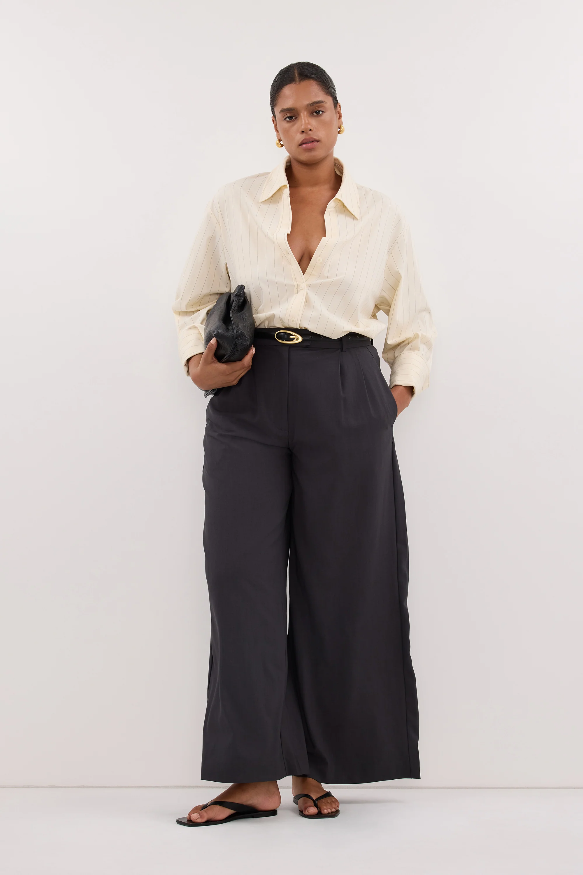 PARKER DARK GREY TAILORED WIDE LEG PANT - Image 6