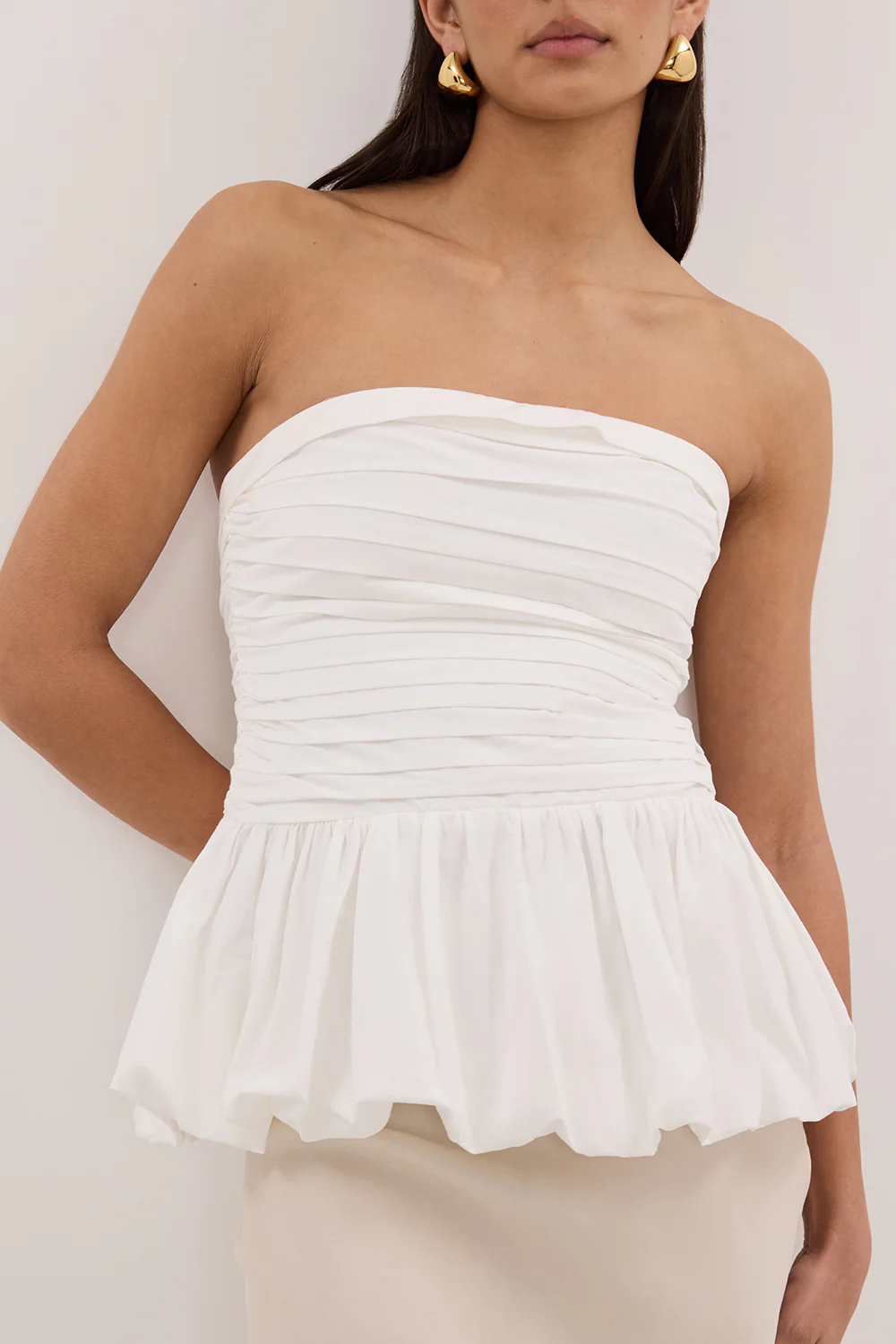 PEGGY WHITE COTTON STRAPLESS TOP - Image 7