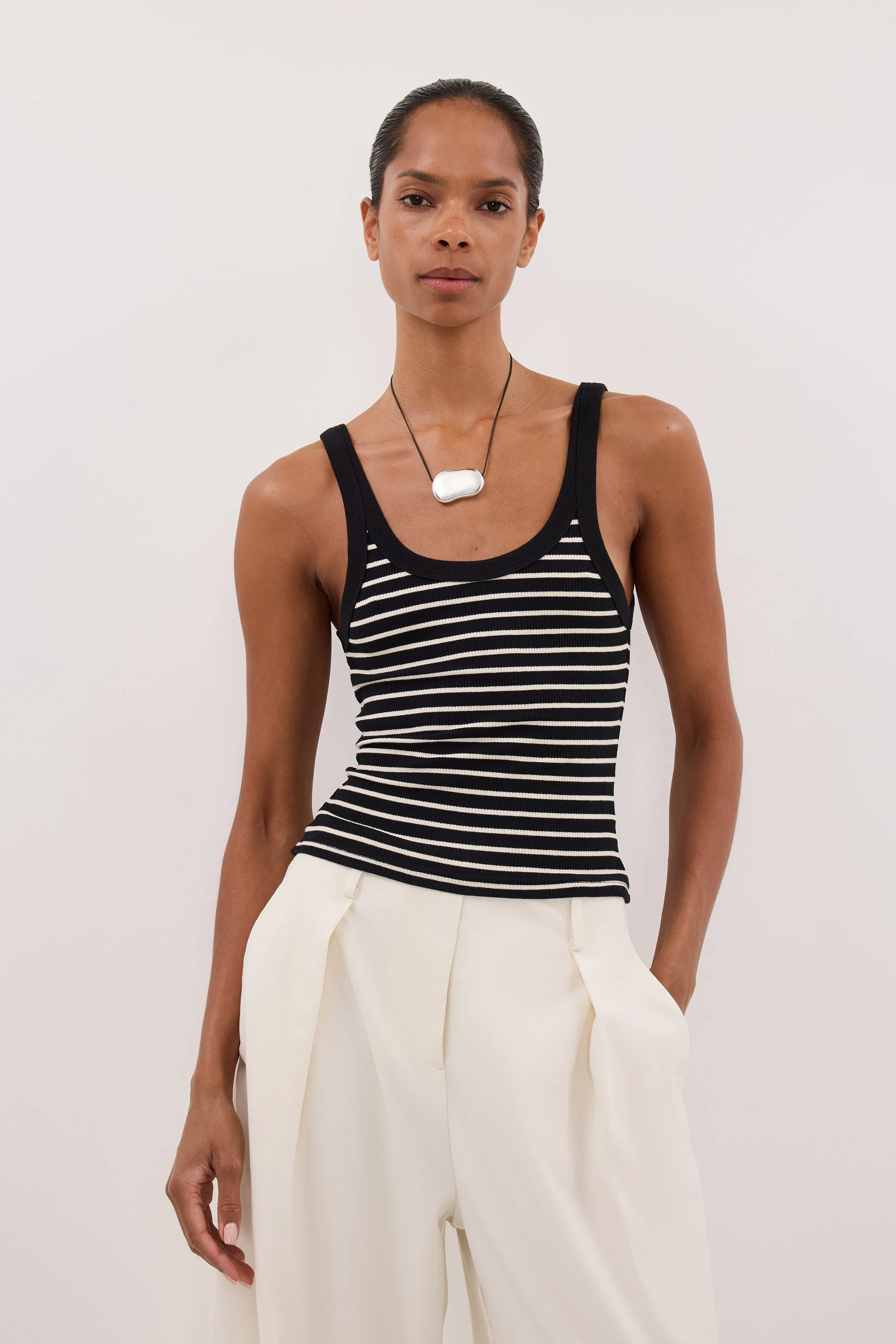 PENNY BLACK SLEEVELESS STRIPE KNIT TANK TOP - Image 2