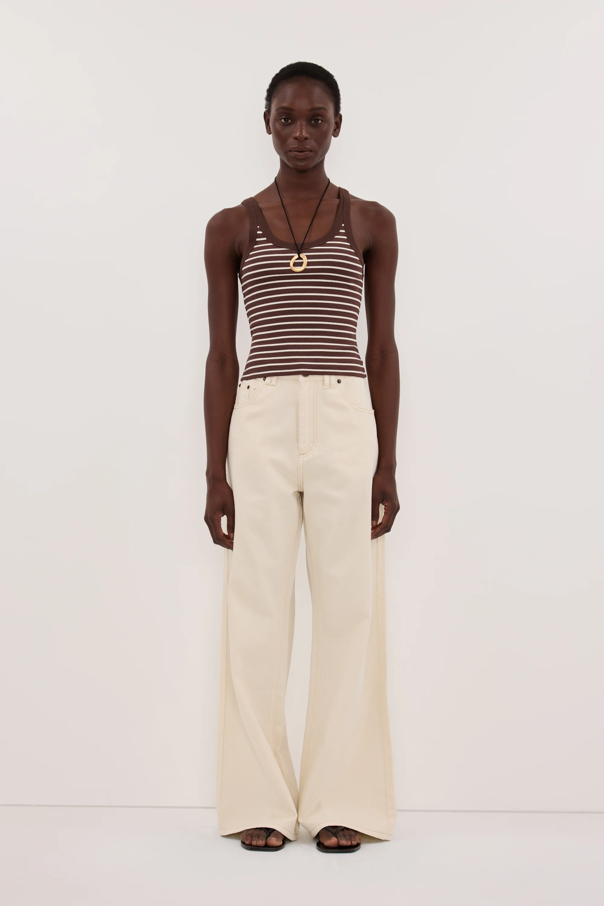 PENNY CHOC SLEEVELESS STRIPE KNIT TANK TOP