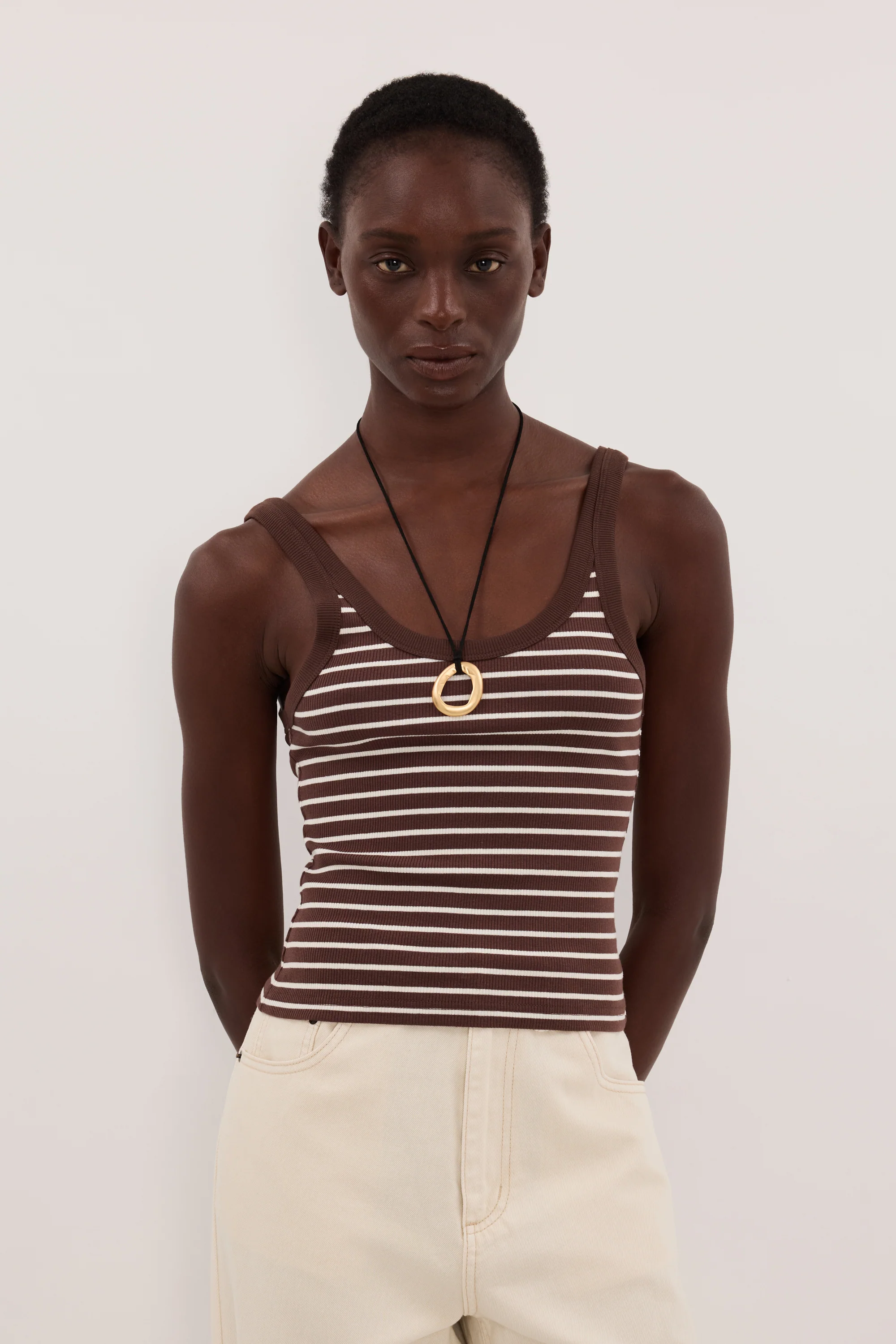 PENNY CHOC SLEEVELESS STRIPE KNIT TANK TOP - Image 2