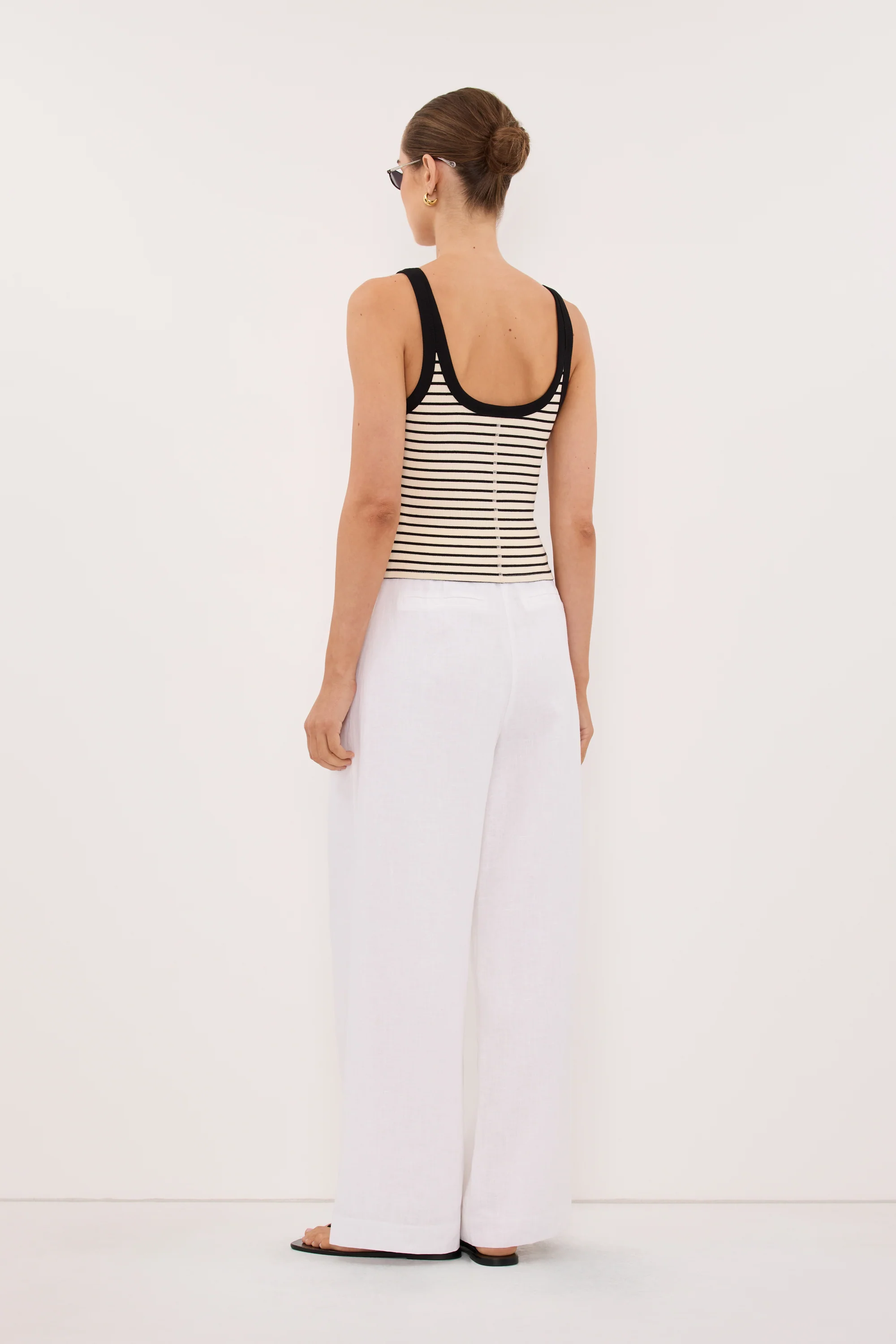 PENNY CREAM SLEEVELESS STRIPE KNIT TANK TOP - Image 4