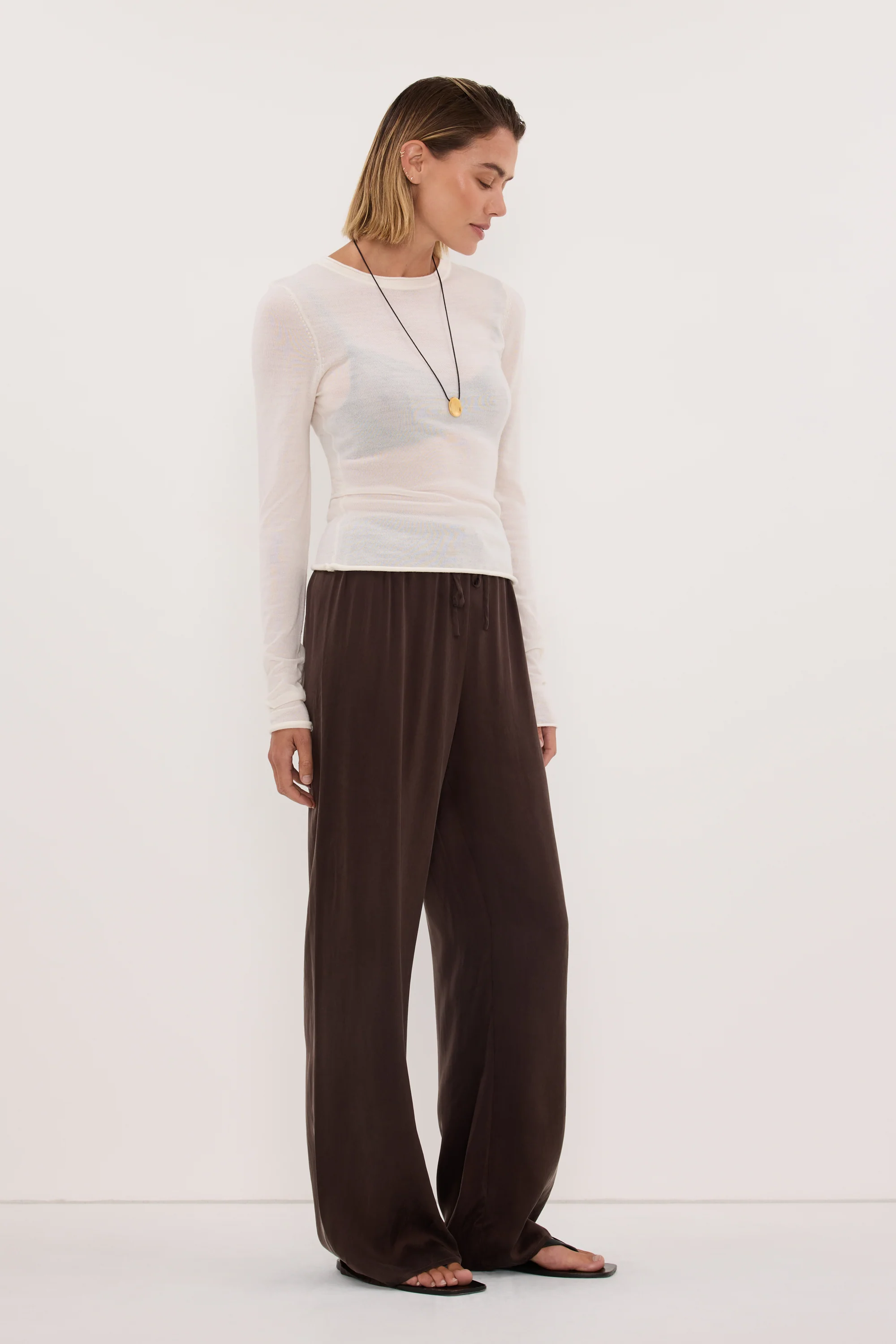 PERCY BITTER CHOC SILK PANT - Image 4