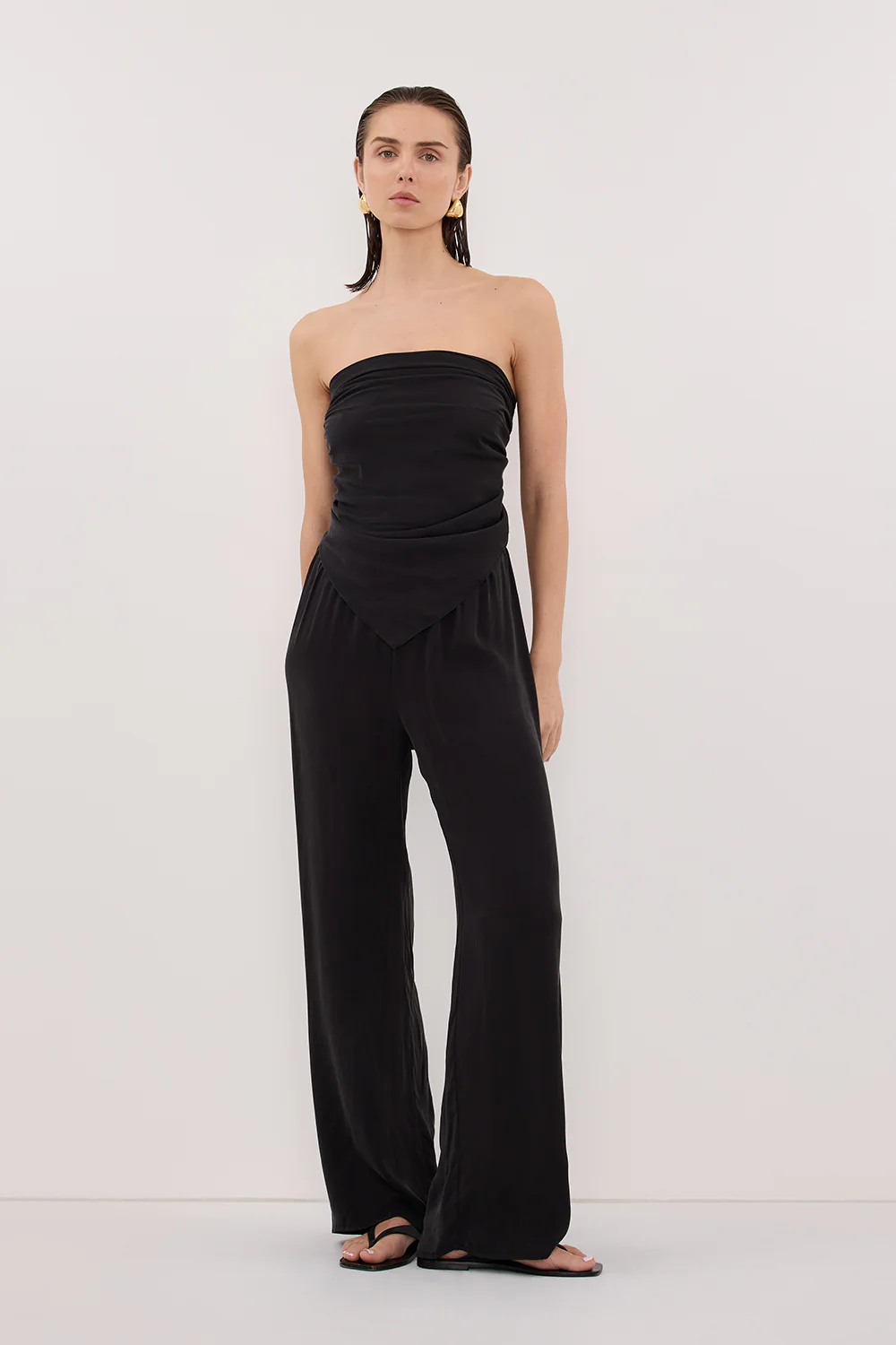 PERCY BLACK SILK SCARF TOP