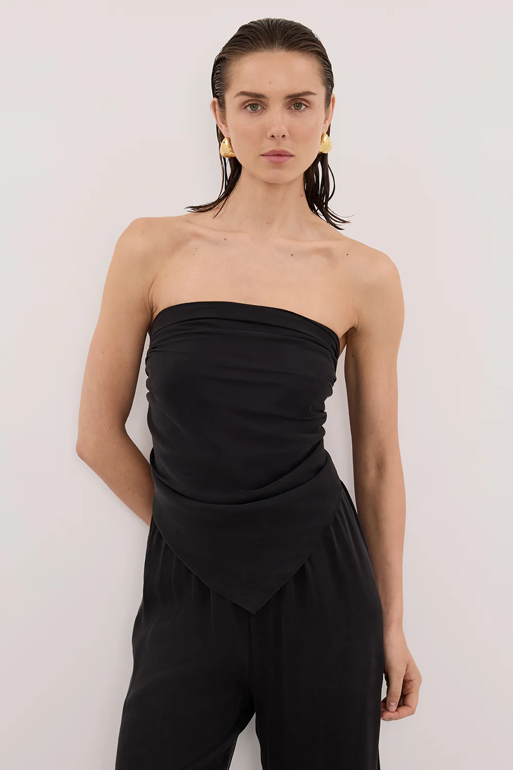 PERCY BLACK SILK SCARF TOP - Image 2