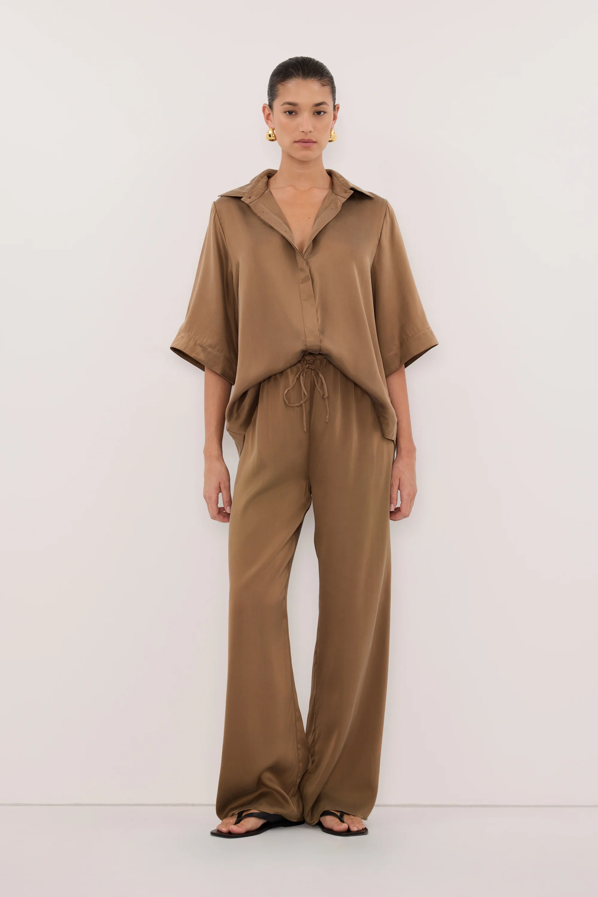 PERCY CHESTNUT SILK SHIRT