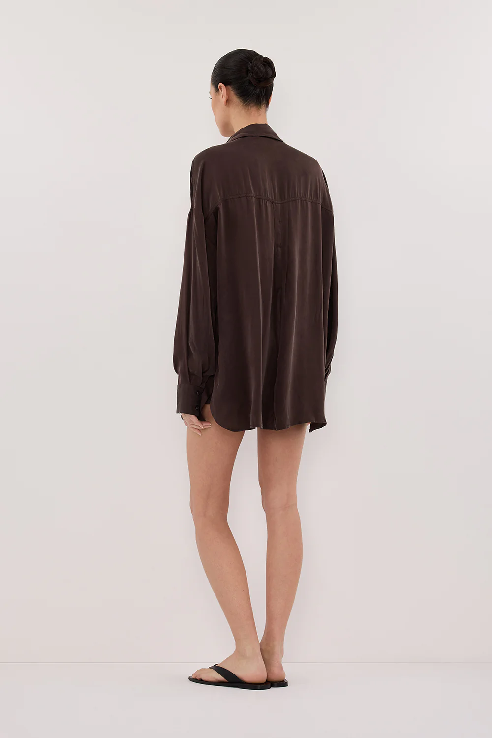 PERCY CHOC SILK LONG SLEEVE SHIRT - Image 4