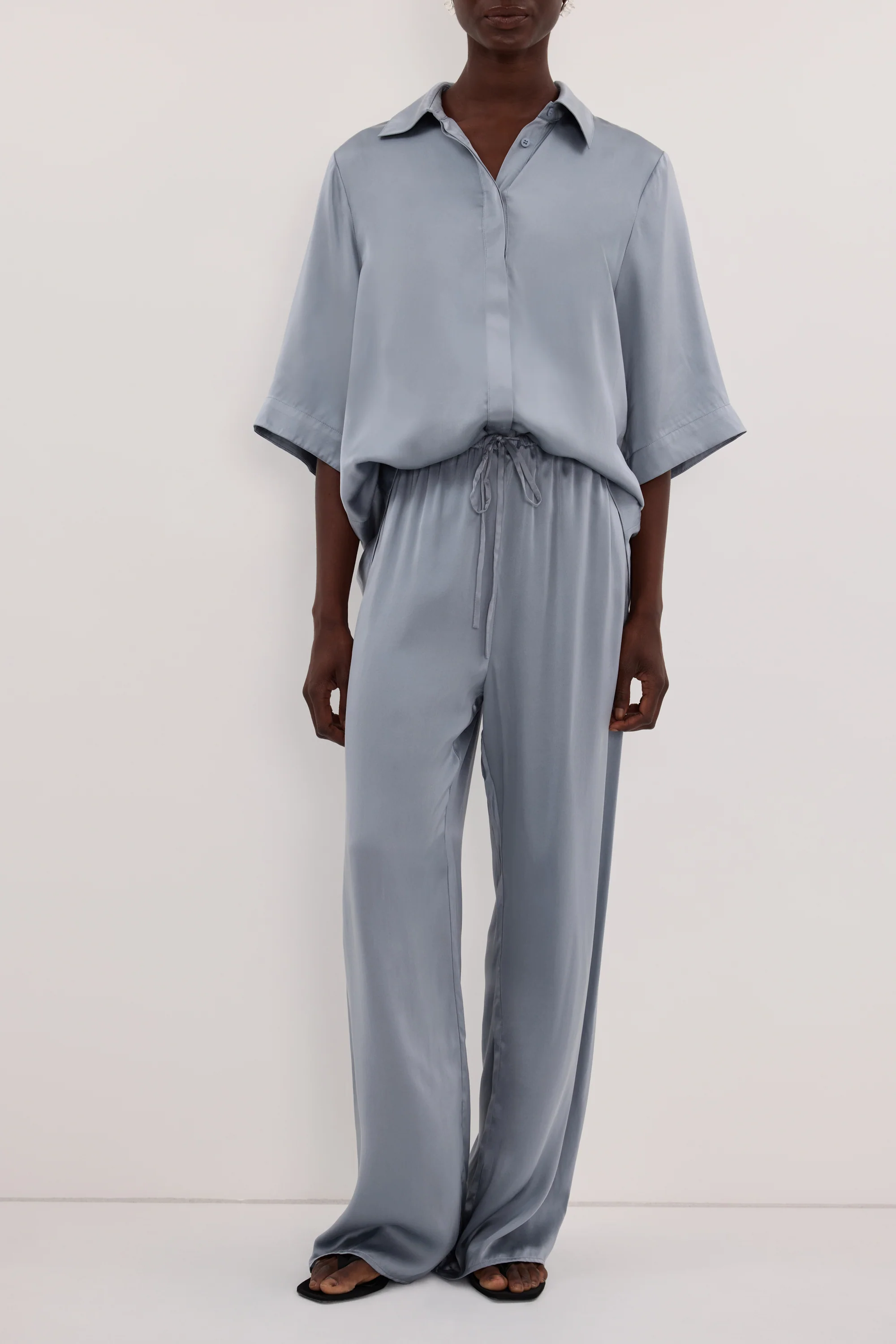 PERCY DUSTY BLUE SILK PANT - Image 3