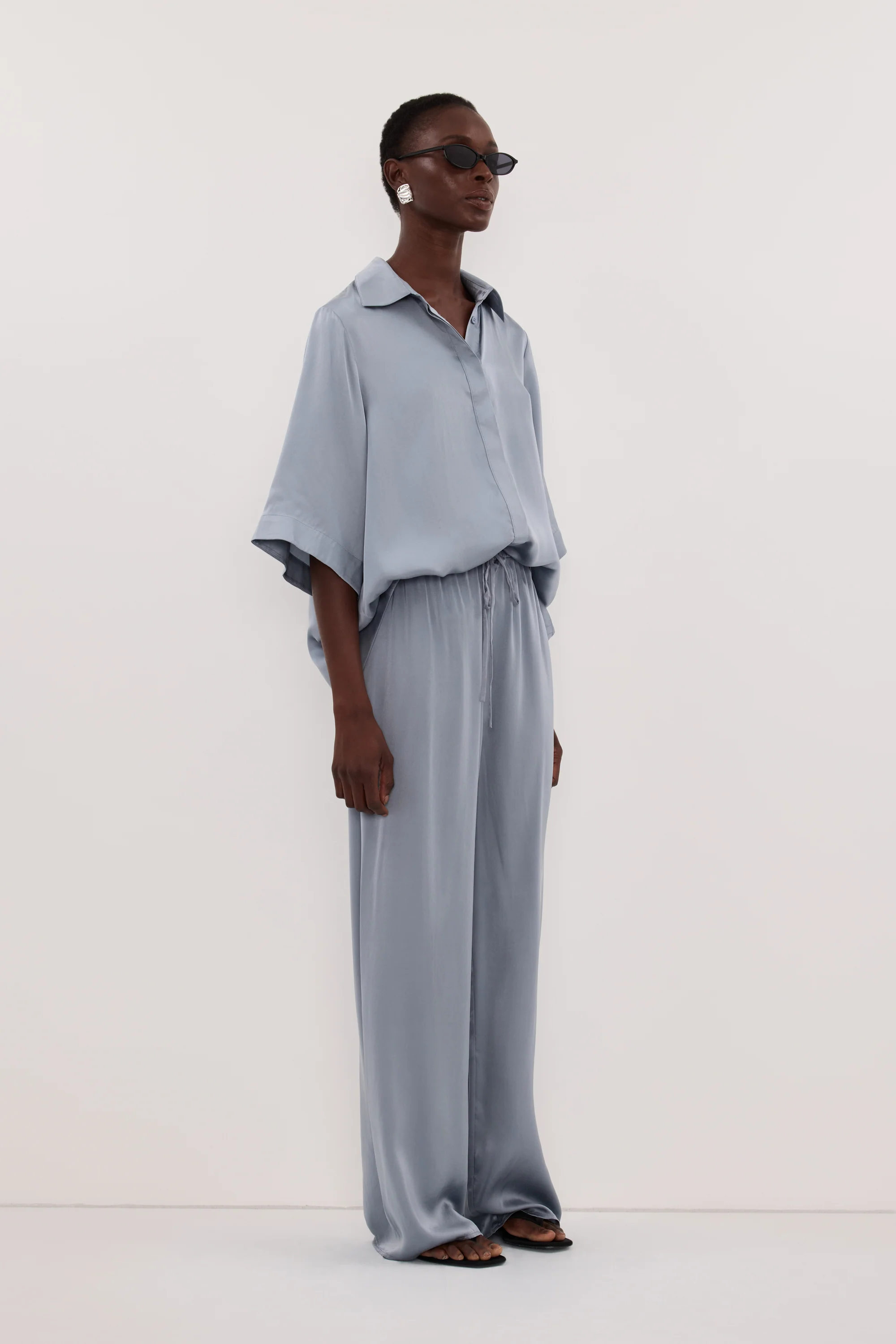 PERCY DUSTY BLUE SILK PANT - Image 4