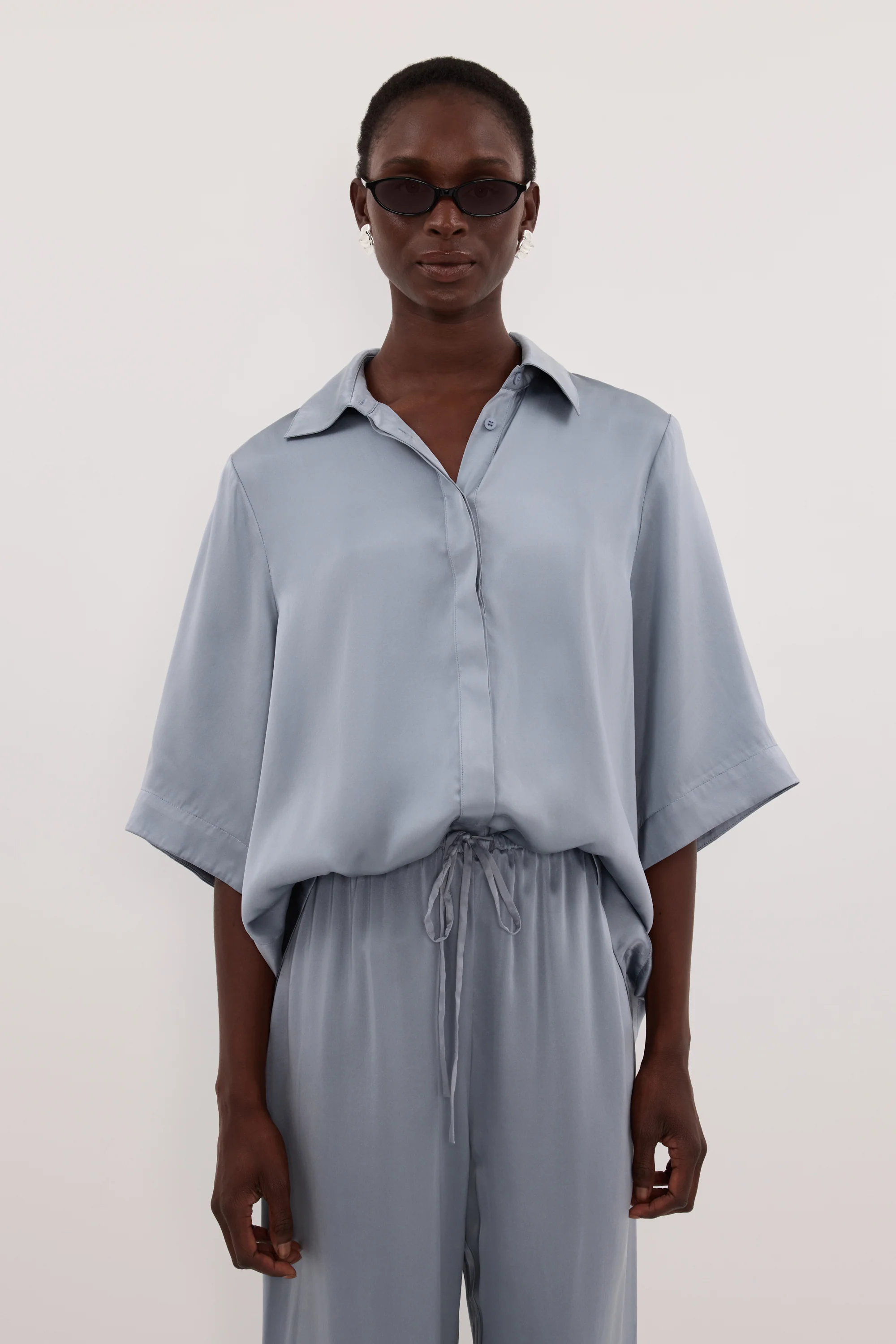 PERCY DUSTY BLUE SILK SHIRT - Image 2
