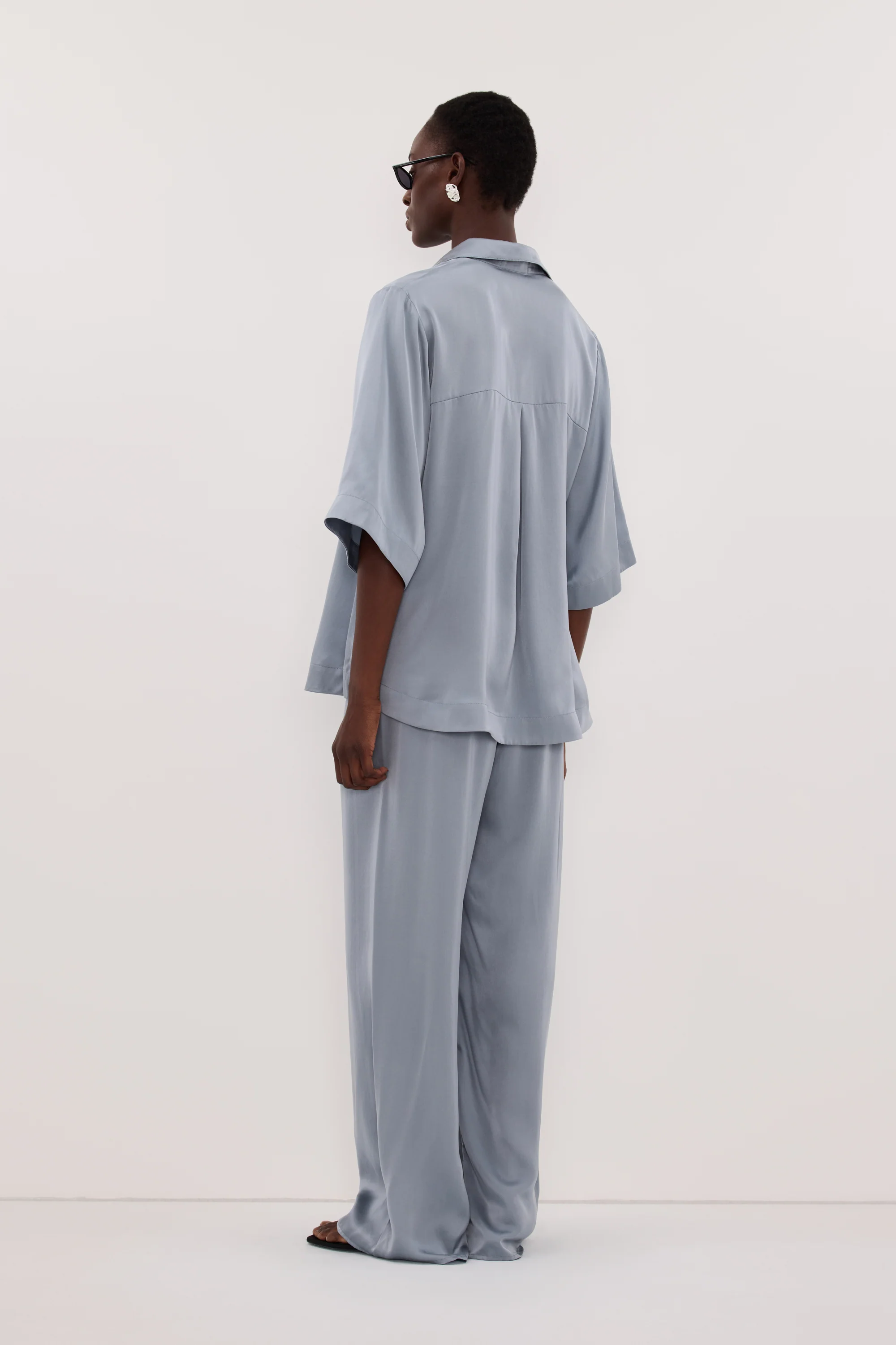 PERCY DUSTY BLUE SILK SHIRT - Image 5