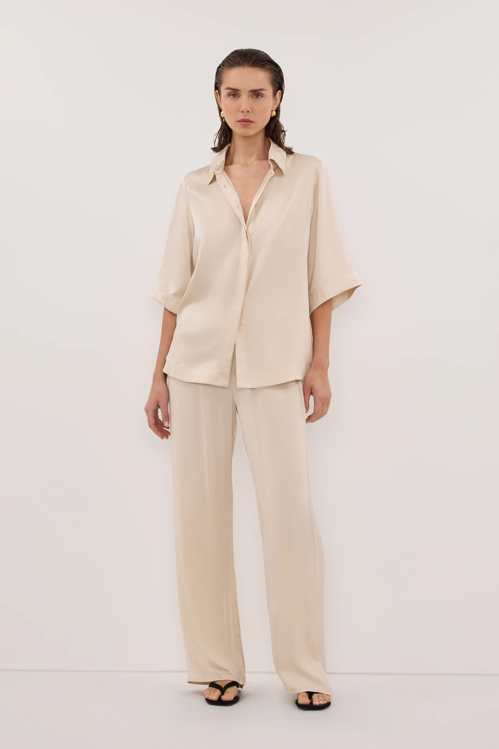 PERCY SANDSTONE SILK SHIRT