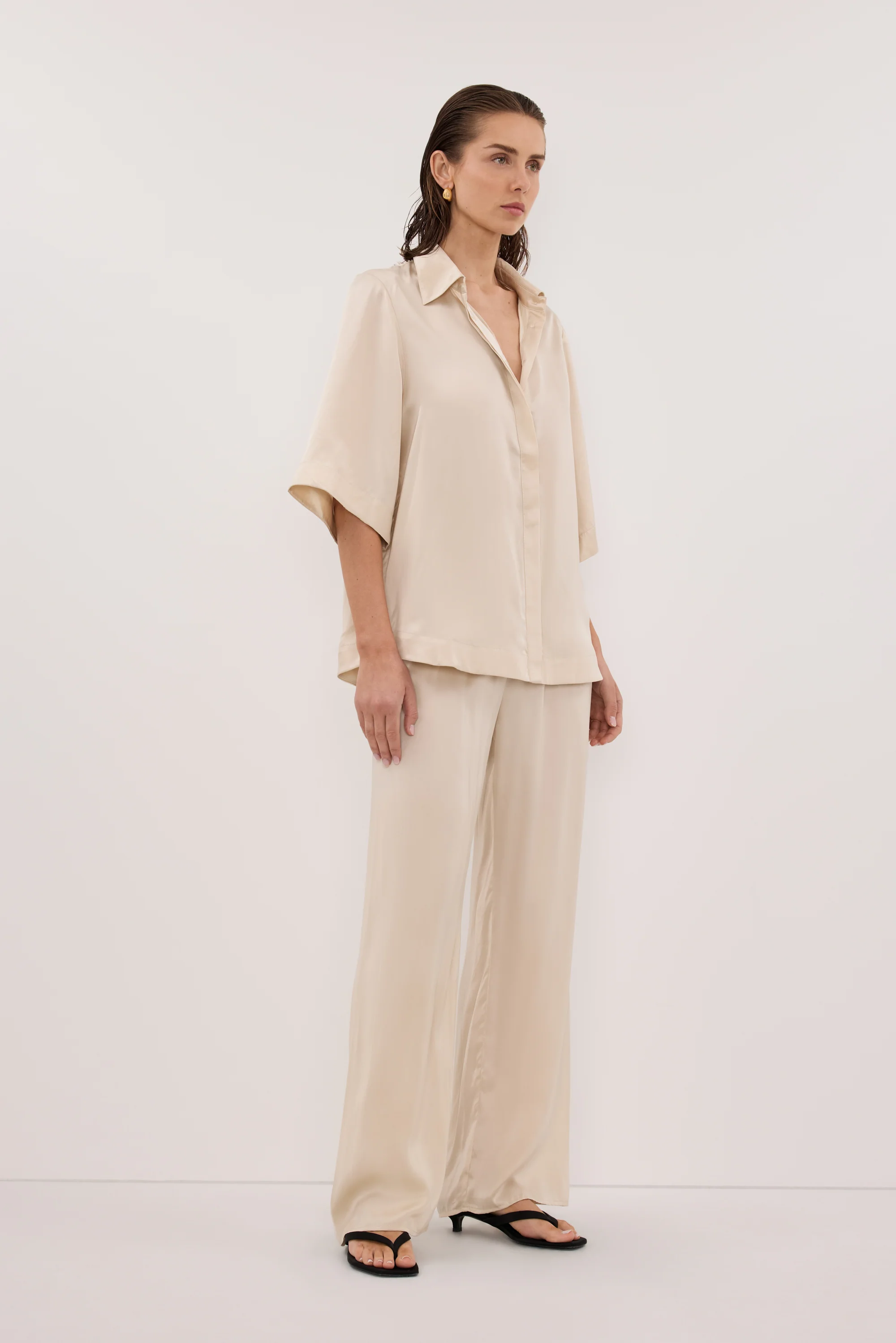 PERCY SANDSTONE SILK SHIRT - Image 3