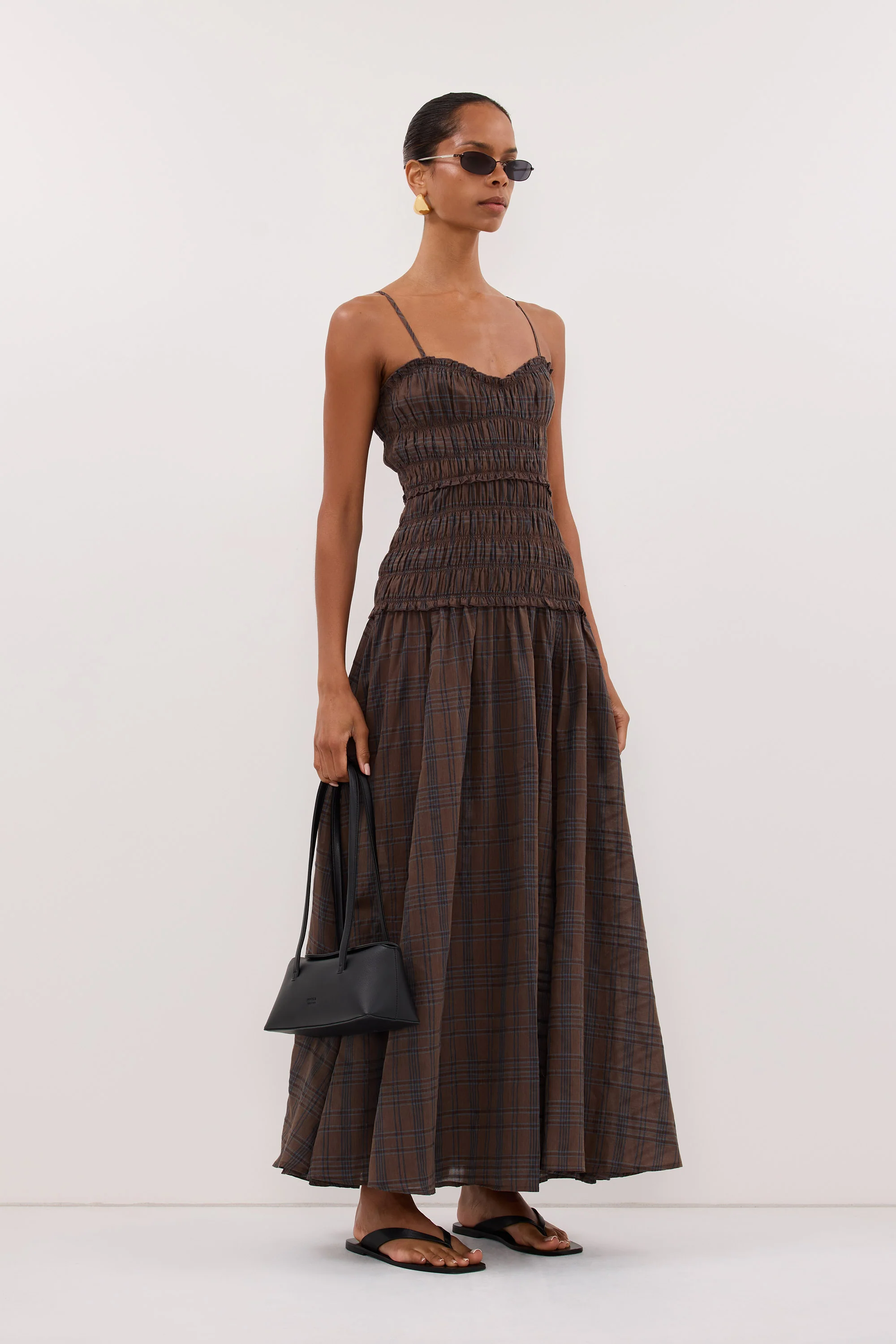 PETRA CHOC CHECK MIDI DRESS - Image 4