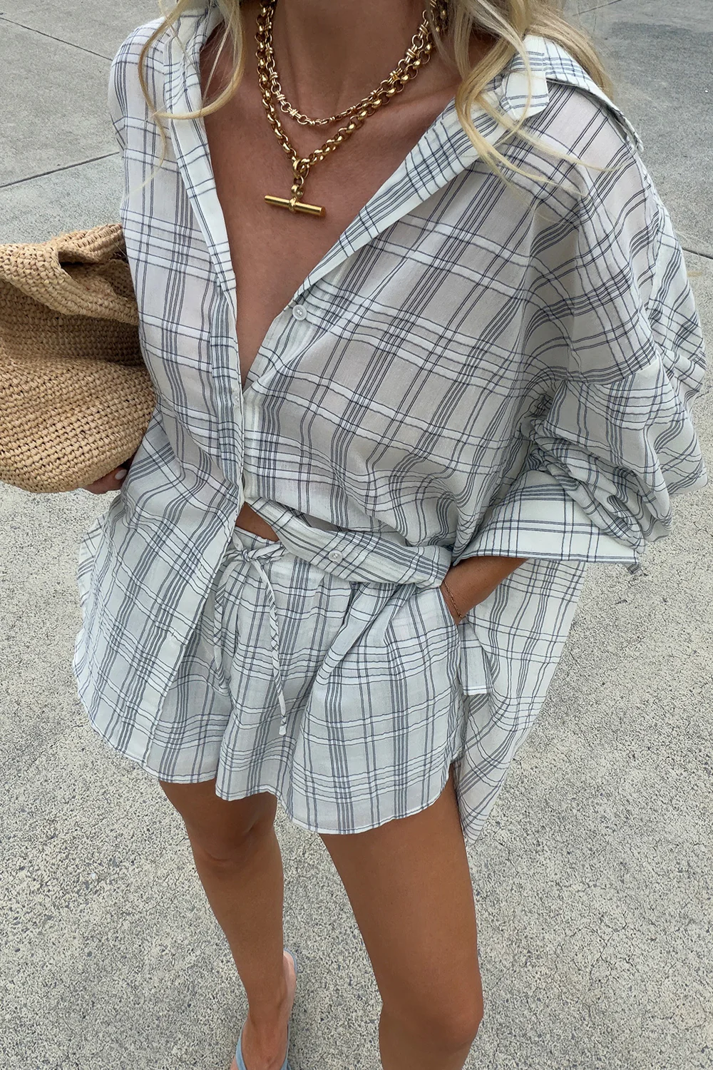 PETRA OFF WHITE CHECK SHIRT