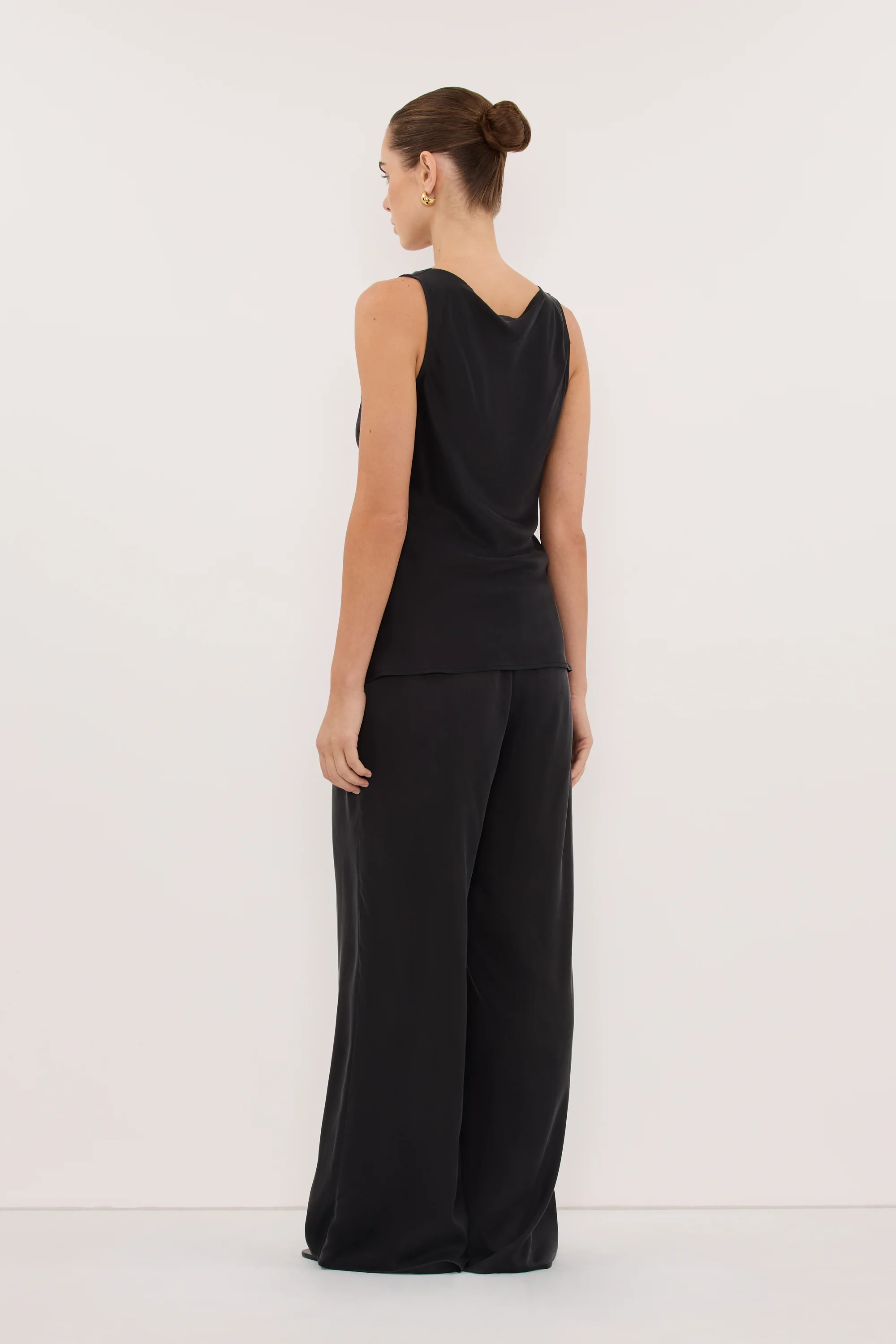 PEYTON BLACK SILK COWL TOP - Image 4