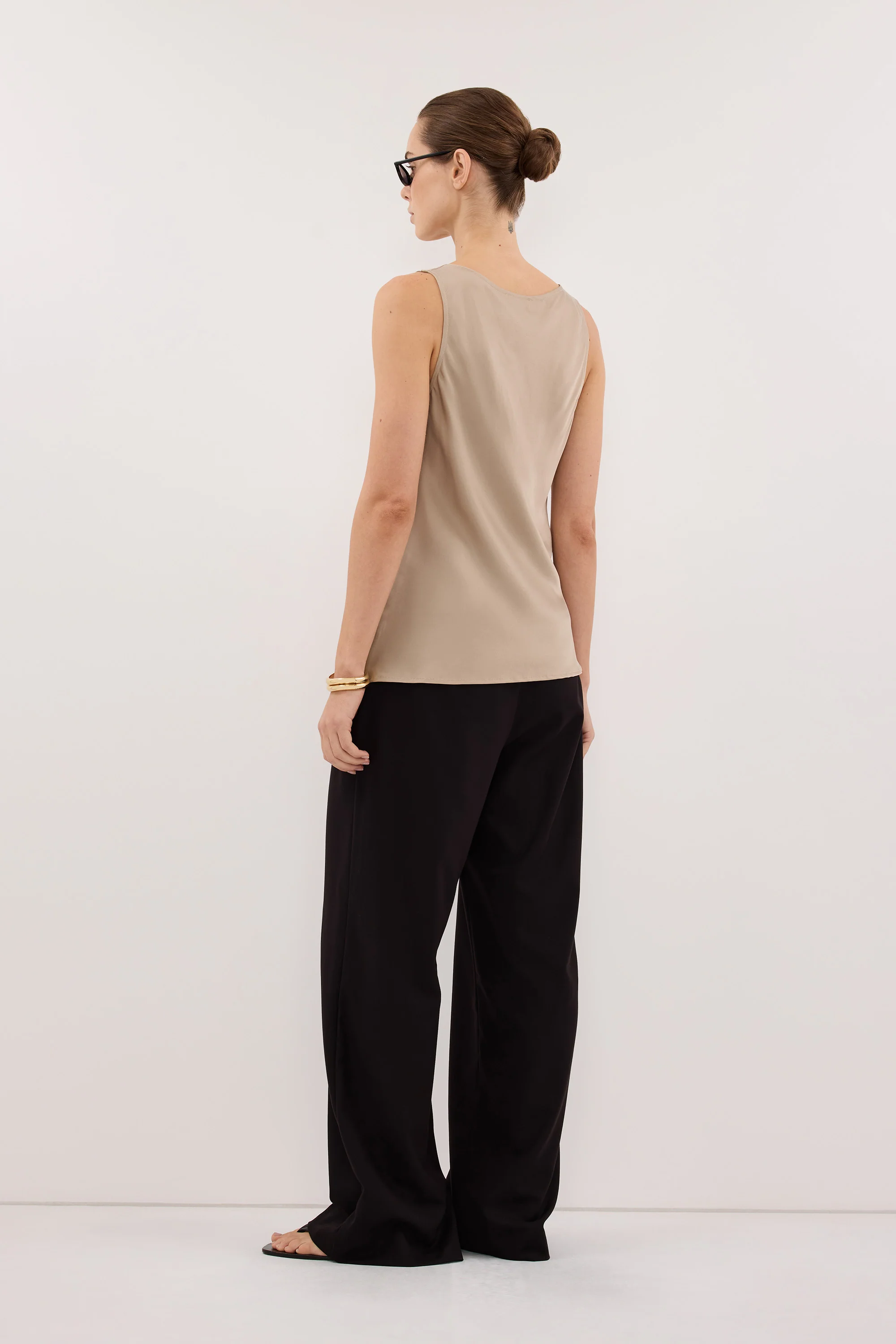PEYTON GOLD SILK COWL TOP - Image 3
