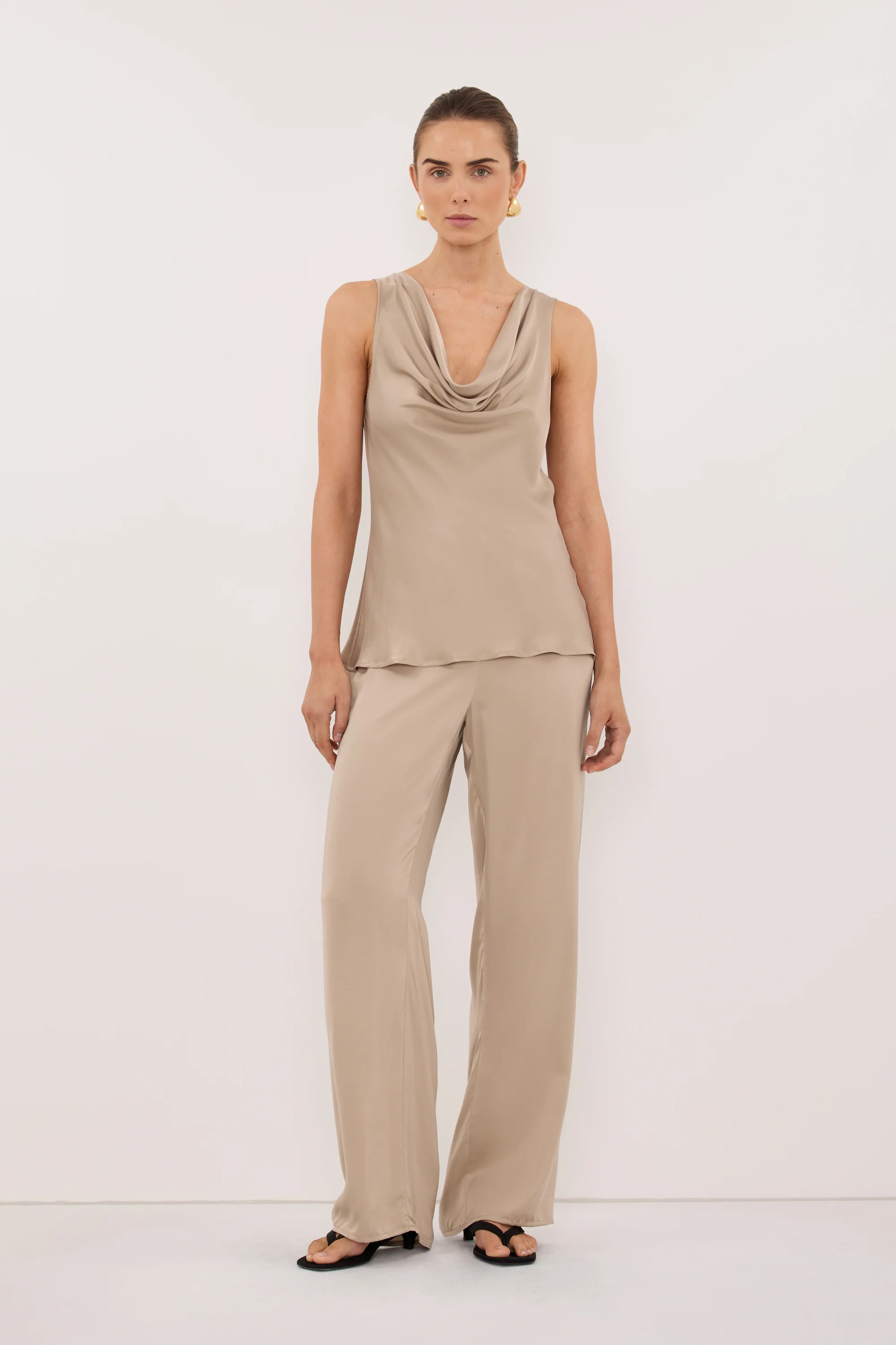 PEYTON GOLD SILK COWL TOP - Image 5