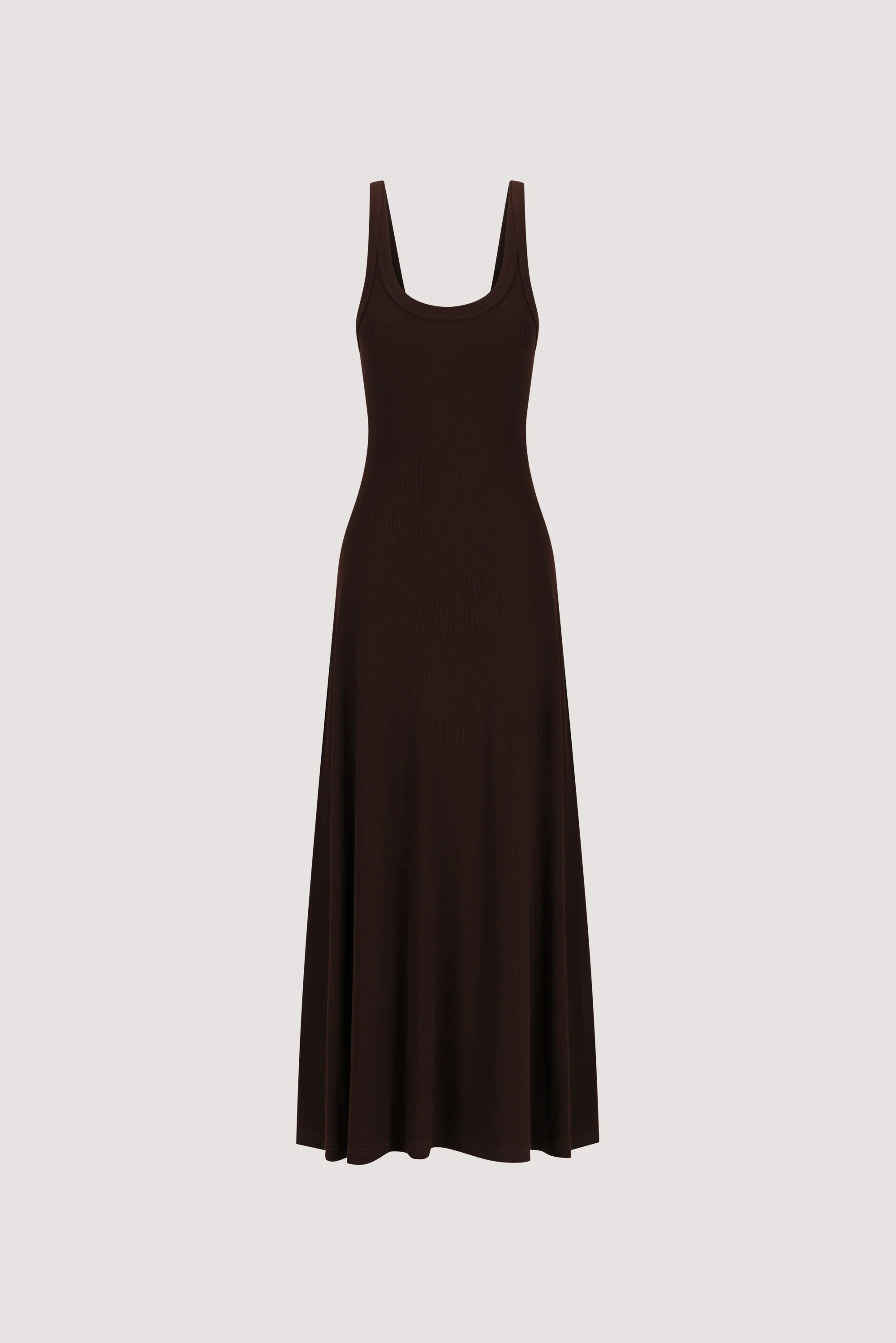 PHOEBE BURNT CHOC SLEEVELESS SCOOP NECK MIDI DRESS - Image 7