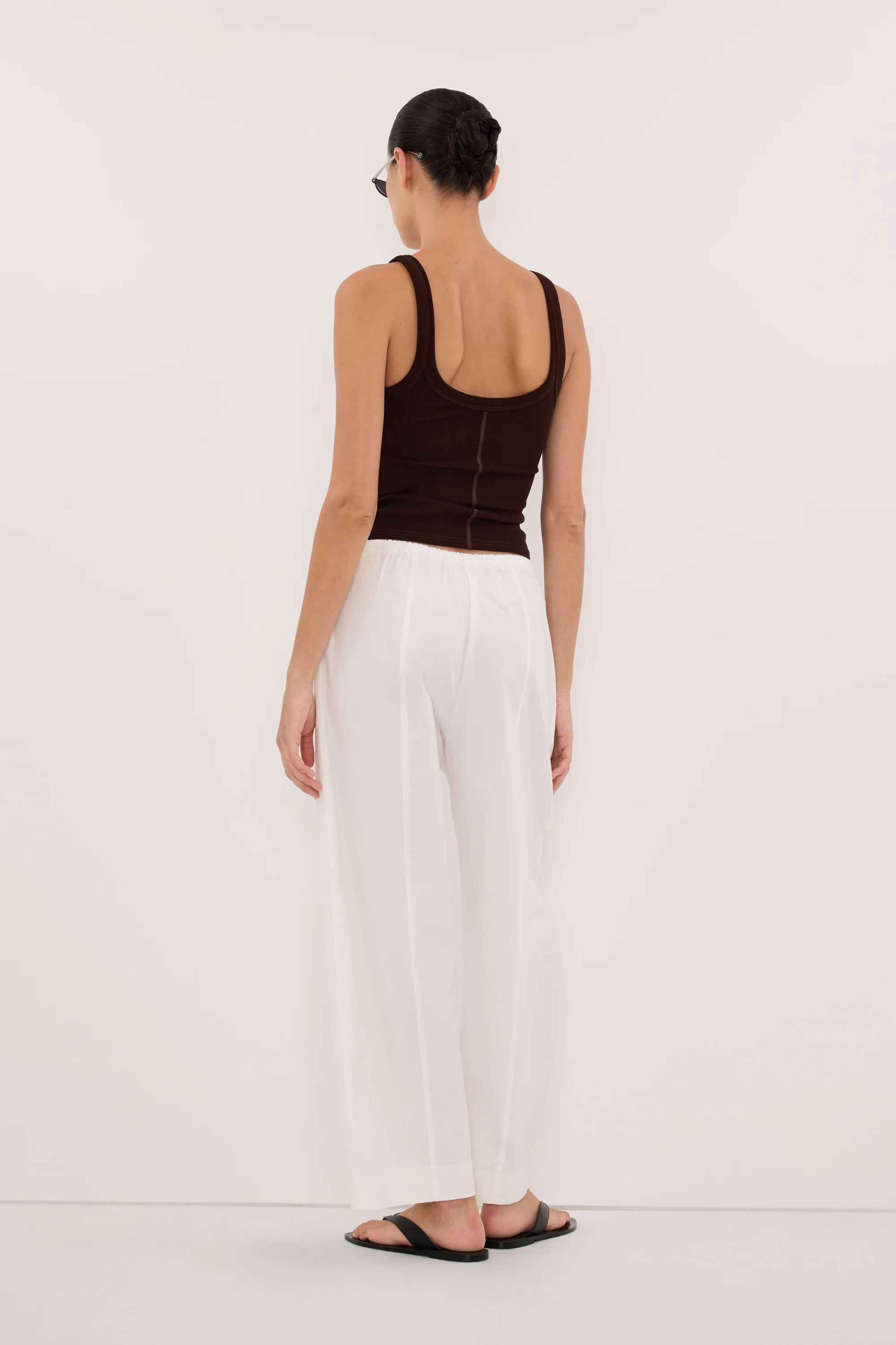 PHOEBE BURNT CHOC SCOOP NECK TANK TOP - Image 4