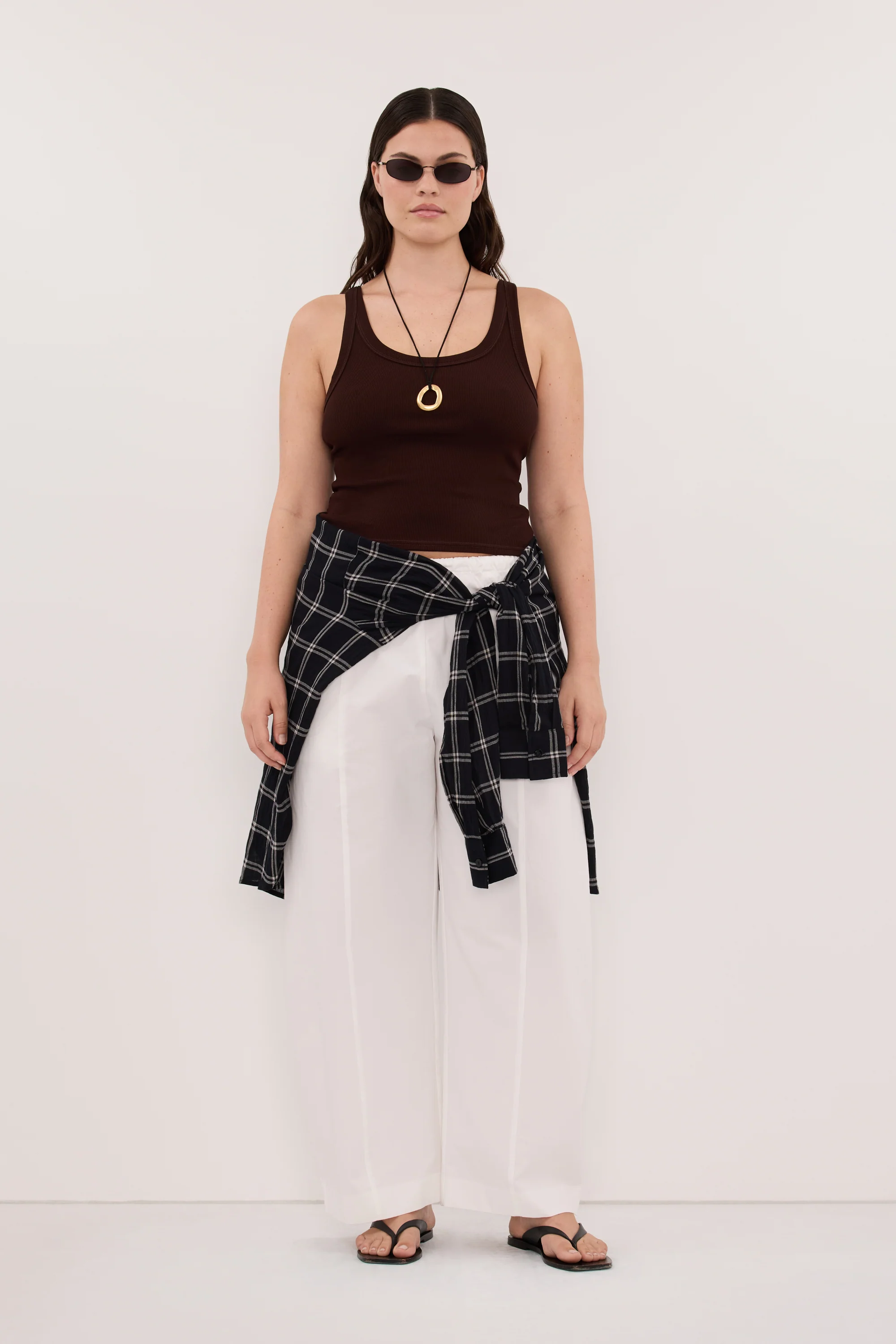PHOEBE BURNT CHOC SCOOP NECK TANK TOP - Image 6
