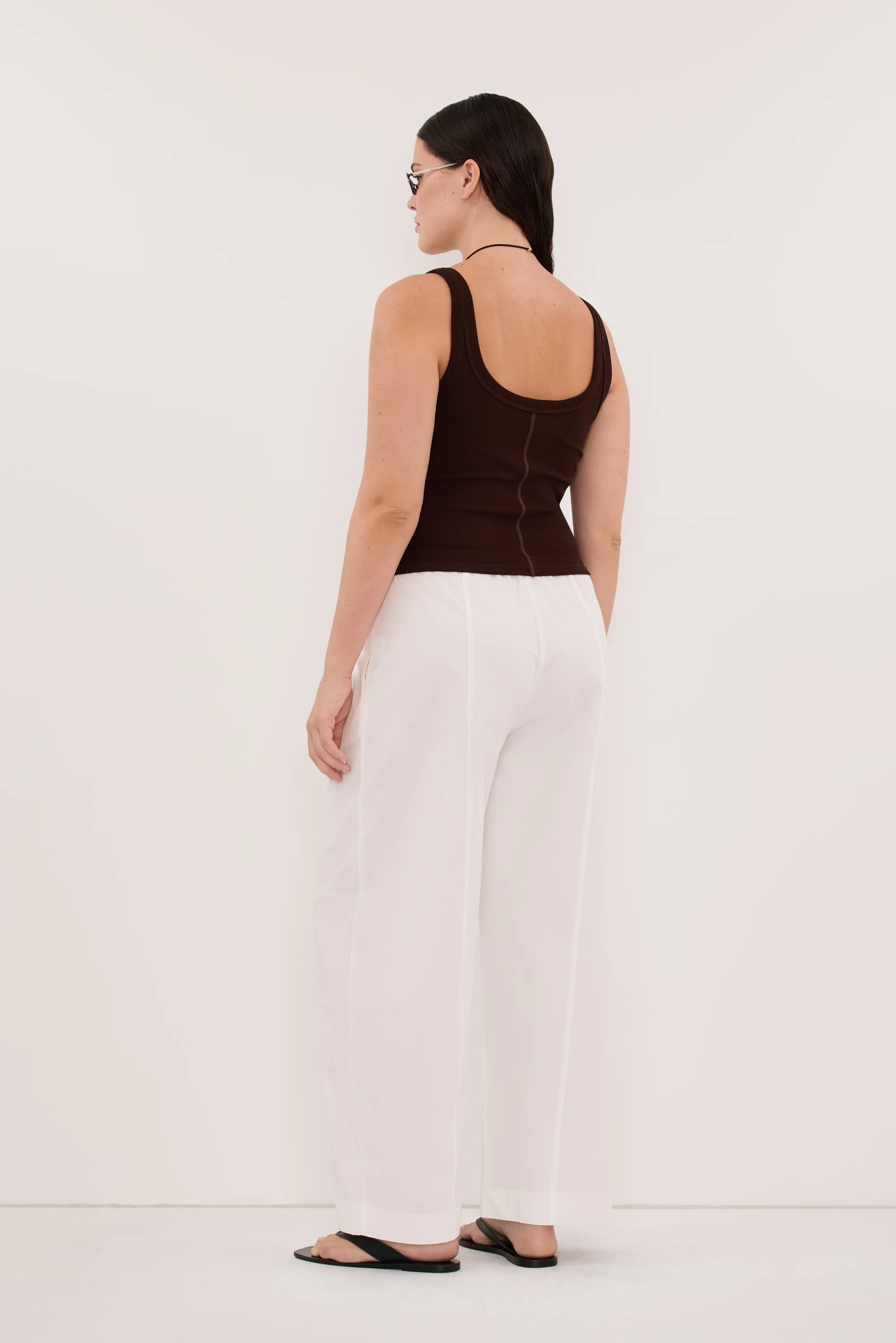 PHOEBE BURNT CHOC SCOOP NECK TANK TOP - Image 7