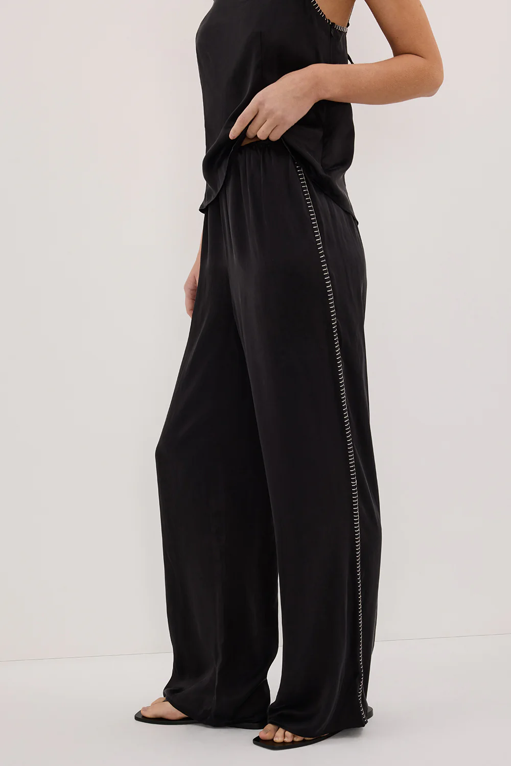 PIPER BLACK SILK STITCH DETAIL PANT - Image 2
