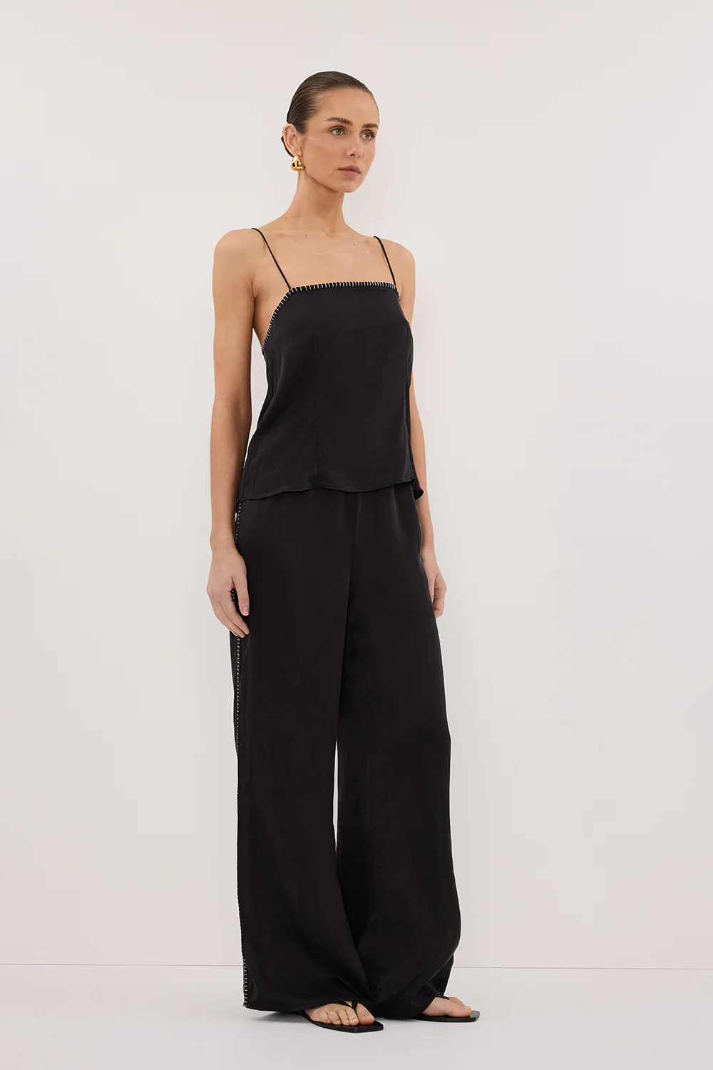 PIPER BLACK SILK STITCH DETAIL PANT - Image 3