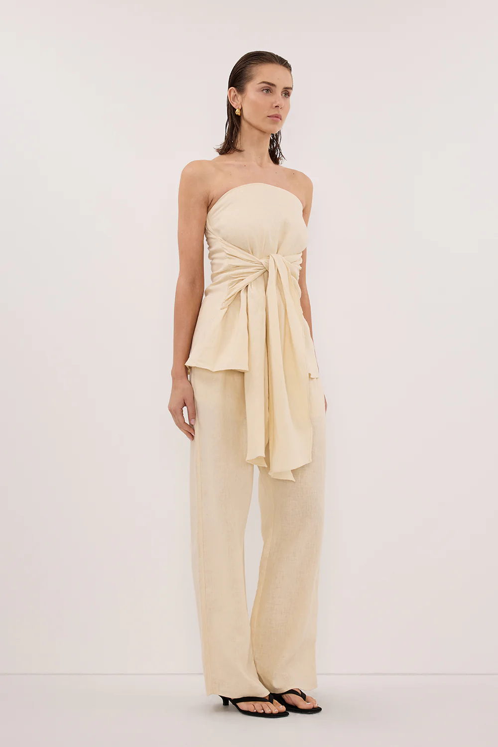 PIPPY BUTTERMILK LINEN STRAPLESS TOP - Image 3